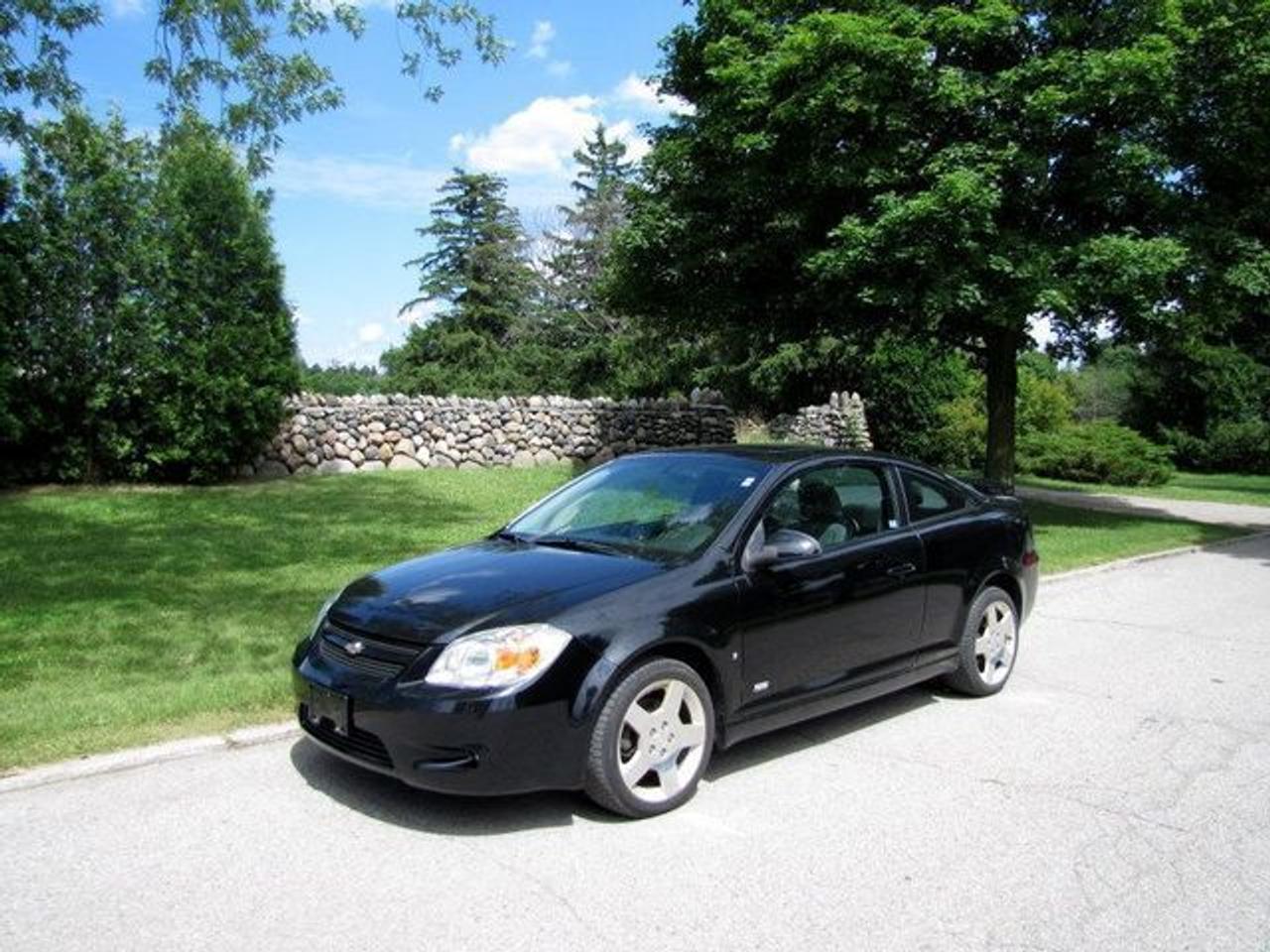 This 2006 Chevrolet Cobalt 2dr SS !!! SUNROOF!! NEW TIRES!!! Coupe features a 2.4L L4 MPI DOHC 4 cyl Gasoline engine. It is equipped with a Manual transmission. The vehicle is Black with a Black Cloth interior. It is offered with the remaining factory warranty. Over 400 BETTER used cars in stock!! PLEASE CALL 1-866-348-8146 5.99% Financing + no payments up to 6 months available on approved credit!! Free Trial Exchange!! A+ Better Business Bureau rating!! Voted Guelphs Favourite dealer 2004-2009!! Since 1961. Taxes, licensing, and $5.00 OMVIC fee are extra. Call for details on our Free Trial Exchange! Thank you for considering Wilsons!!! Please call 1-866-348-8146. - This Chevrolet is in Excellent overall exterior condition, Excellent overall interior condition, Cloth seats - Air Conditioning, Cruise Control, Power Steering, Power Windows, Power Door Locks, Power Mirrors, Leather Steering Wheel, Clock, Tachometer, Digital Info Center, Tilt Steering Wheel, Steering Wheel Radio Controls, Sunroof, Driver Airbag, Passenger Airbag, Keyless Entry, ABS Brakes, Rear Defogger, Intermittent Wipers, AM-FM, CD Player, Aluminum Wheels, Cloth Interior Surface - Contact The Internet Department at 866-738-6045 or leads@markwilsonsbetterusedcarstc.dealer.com for more information. -
