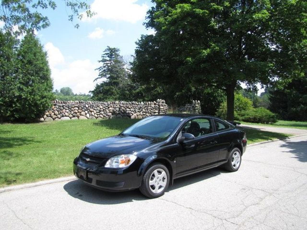 This 2007 Chevrolet Cobalt 2dr LT !! SPOILER!! NEW TIRES!!! Coupe features a 2.2L L4 MPI DOHC 4 cyl Gasoline engine. It is equipped with a Automatic transmission. The vehicle is Black with a Black Cloth interior. It is offered with the remaining factory warranty. Over 400 BETTER used cars in stock!! PLEASE CALL 1-866-348-8146 5.99% Financing + no payments up to 6 months available on approved credit!! Free Trial Exchange!! A+ Better Business Bureau rating!! Voted Guelphs Favourite dealer 2004-2009!! Since 1961. Taxes, licensing, and $5.00 OMVIC fee are extra. Call for details on our Free Trial Exchange! Thank you for considering Wilsons!!! Please call 1-866-348-8146. - This Chevrolet is in Excellent overall exterior condition, Excellent overall interior condition, Cloth seats - Air Conditioning, Cruise Control, Power Steering, Power Windows, Power Door Locks, Power Mirrors, Clock, Tachometer, Digital Info Center, Tilt Steering Wheel, Driver Airbag, Passenger Airbag, Keyless Entry, ABS Brakes, Rear Defogger, Intermittent Wipers, AM-FM, CD Player, Wheels, Cloth Interior Surface, Rear Spoiler, Rear Spoiler - Contact The Internet Department at 866-738-6045 or leads@markwilsonsbetterusedcarstc.dealer.com for more information. -