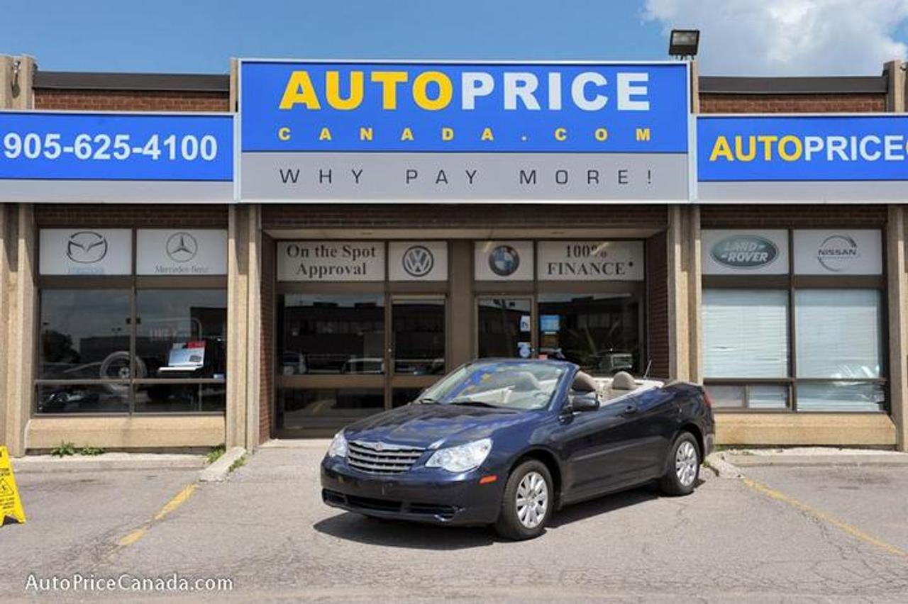 TRUST YOUR DEALER!! Online Credit App, Free CarProof History Reports & 300 vehicles @ www.autopricecanada.com. Certified, safetied & E-tested! Warranty with every vehicle!08 SEBRING LX PACKAGE, CONVERTIBLE, 2.4L,AUTO,Full power group,am/fm cd/mp3,abs,keyless entry,All Original Accident free!!Wont last!! CREDIT PROBLEMS? www.autopricecanada.com for 24 Hr Easy, Secure, Online Credit Application?get approved before you shop! REMEMBER, RESEARCHING YOUR DEALER IS AS IMPORTANT AS RESEARCHING YOUR VEHICLE! COMPARE OUR EQUIPMENT, MILEAGE AND PRICING!!!C8159FA82DA715