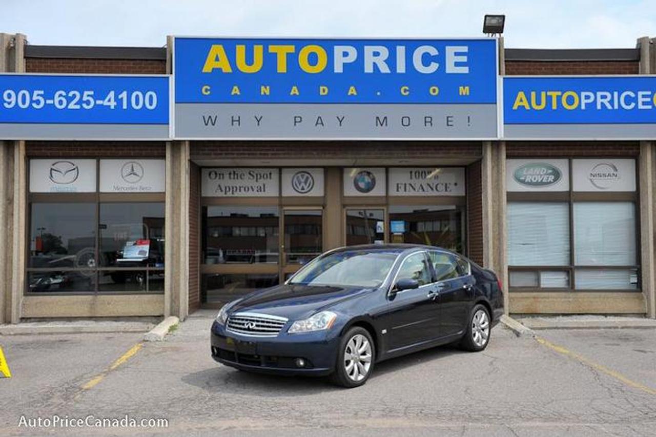 TRUST YOUR DEALER!! Online Credit App, Free CarProof History Reports & 300 vehicles @ www.autopricecanada.com. Certified, safetied & E-tested! Warranty with every vehicle!  06 M35X,Tech pkg,Navigation,AWD,Leather, Sunroof,Rearview cam,Wood Trim,Full power group,Pwr Seats, Heated/Memory Seats,F+S air bags,abs,keyless entry,Alloys,All Original Accident Free!!!Dont miss out!!  CREDIT PROBLEMS? www.autopricecanada.com for 24 Hr Easy, Secure, Online Credit Application?get approved before you shop! REMEMBER, RESEARCHING YOUR DEALER IS AS IMPORTANT AS RESEARCHING YOUR VEHICLE! COMPARE OUR EQUIPMENT, MILEAGE AND PRICING!!!CB1496A92FA11F
