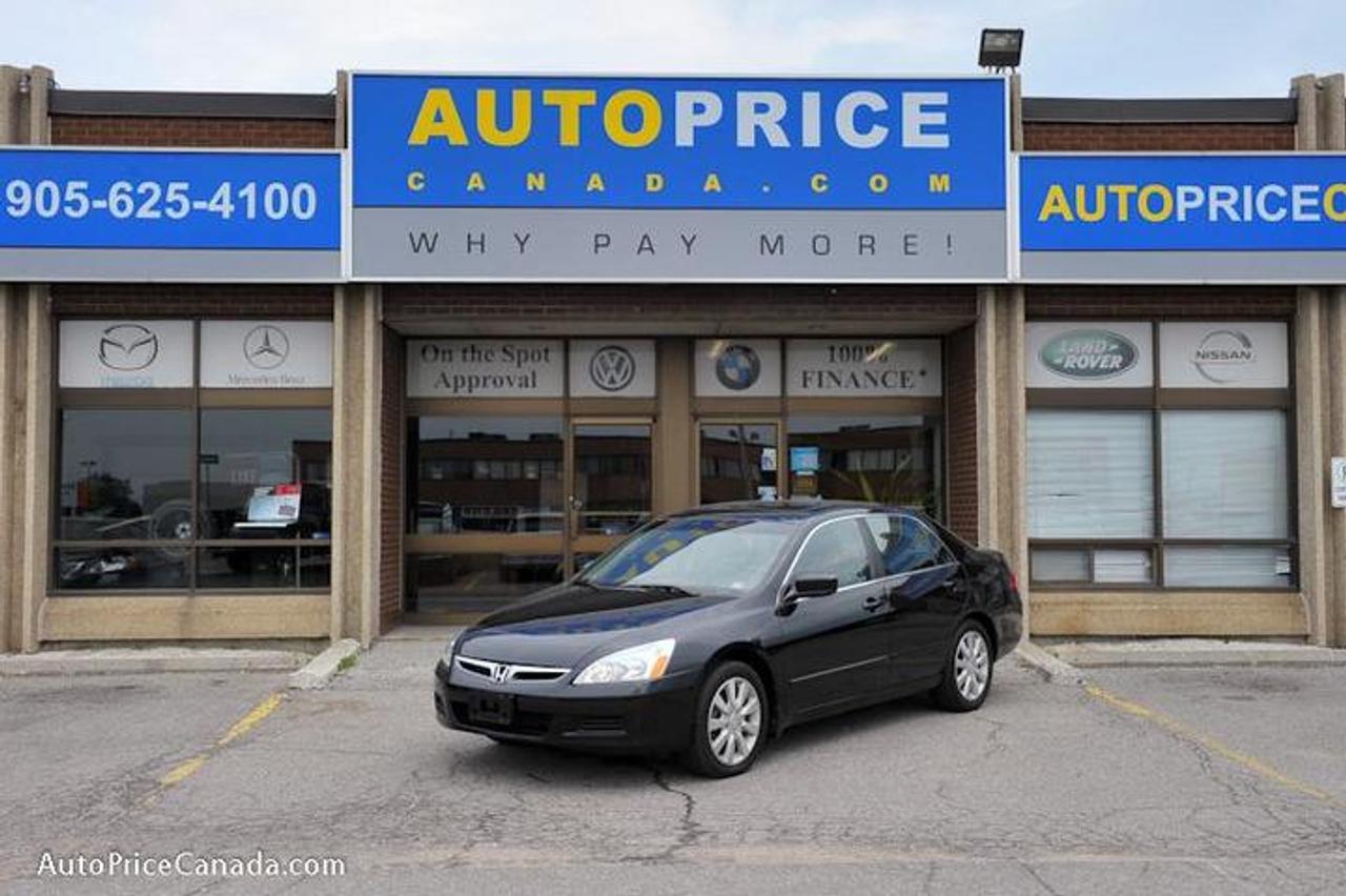 TRUST YOUR DEALER!! Online Credit App, Free CarProof History Reports & 300 vehicles @ www.autopricecanada.com. Certified, safetied & E-tested! Warranty with every vehicle!  06 HONDA ACCORD EX,Leather, Sunroof,Full power group,Pwr Seats, Heated Seats,F+S air bags,abs,keyless entry,CD Changer,Alloys,All Original Accident Free!!!GREAT VALUE Dont miss out!!  CREDIT PROBLEMS? www.autopricecanada.com for 24 Hr Easy, Secure, Online Credit Application?get approved before you shop! REMEMBER, RESEARCHING YOUR DEALER IS AS IMPORTANT AS RESEARCHING YOUR VEHICLE! COMPARE OUR EQUIPMENT, MILEAGE AND PRICING!!!CB1793A62EA915