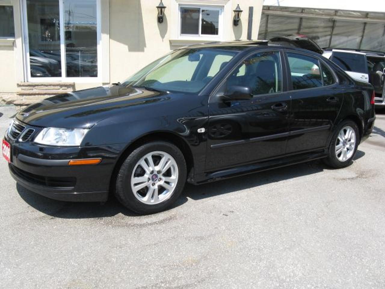 Carproof Clean, 1 owner from Saab Canada, 5 speed manuel, 2.0L 4cyl. turbo, air cond., ABS, dual air bags, tilt, cruise, AM/FM CD. Fully loaded, p/sunroof, leather int., p/heated seats, keyless entry and alum rims. Only 85,000 kms. $10,995 $500 down $285/mth tax-included. Mint cond. Sale priced. Black ext on grey leather interior. Call today. Price does not include certification or e-test. (cert & e-test are available for $495 extra)