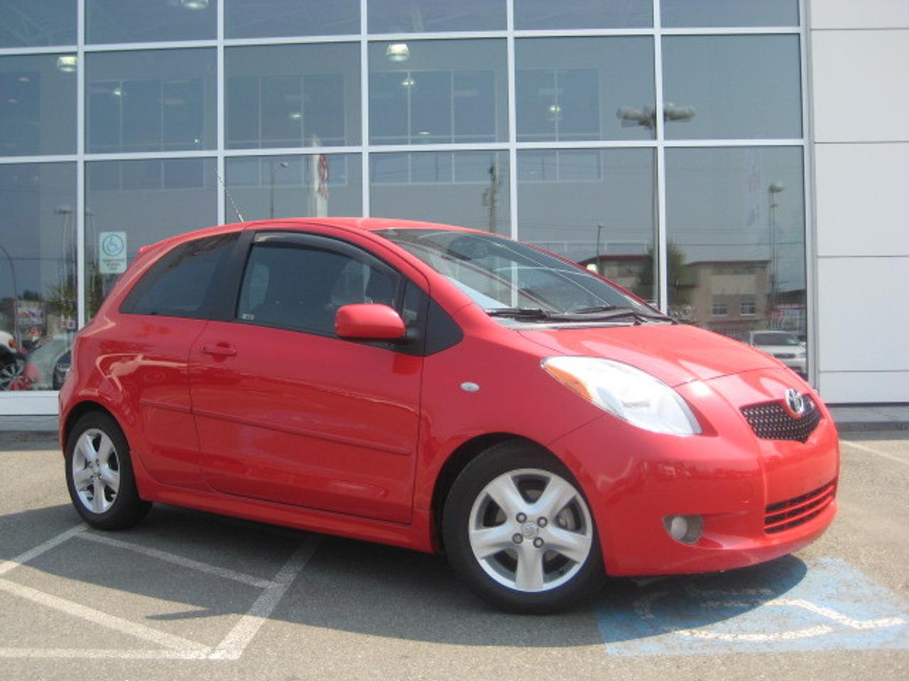 TAKE A LOOK AT THIS 2007 TOYOTA YARIS RS!! THIS 1 OWNER, LOCAL,  YARIS RS WAS PURCHASED AND SERVICED AT VALLEY TOYOTA AND IS ACCIDENT FREE!
IT HAS A TON OF TOYOTA ACCESSORIES INCLUDING, TRD EXHAUST, CRUISE, LOWERING SPRINGS, TINTED WINDOWS, ALARM, CENTER ARMREST, AND SIDE WINDOW VISORS!
PLUS..... THE BALANCE OF THE TOYOTA ECP WARRANTY GOOD UNTIL 100,000KMS OR JANUARY 25-2012!!
CALL NOW!
