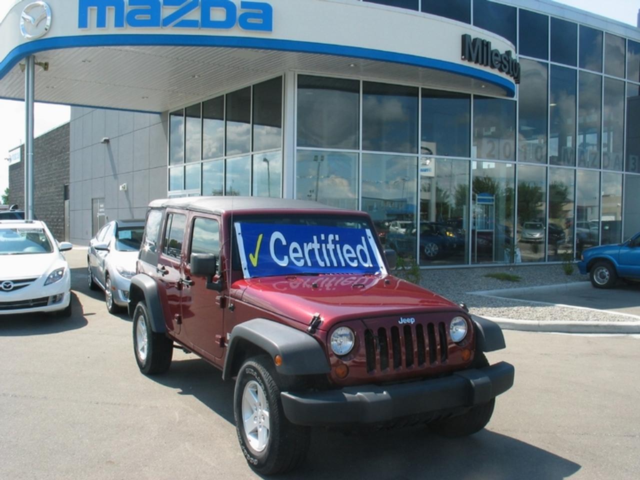 This wrangler is excellent to drive, Really appreciated by a true OFF-ROADER. Rugged 4x4 with removeable soft top and Hard top. True summer fun... SHOP WITH CONFIDENCE AT MILESTONE MAZDA?BAD CREDIT?NO CREDIT?DIVORCE?BANKRUPTCY?GET PRE APPROVED TODAY ITS EASY JUST CALL US AT 403 328 8117 OR TOLL FREE   1 866 398 4500 OR APPLY ONLINE AT www.lethbridgeautocredit.com.