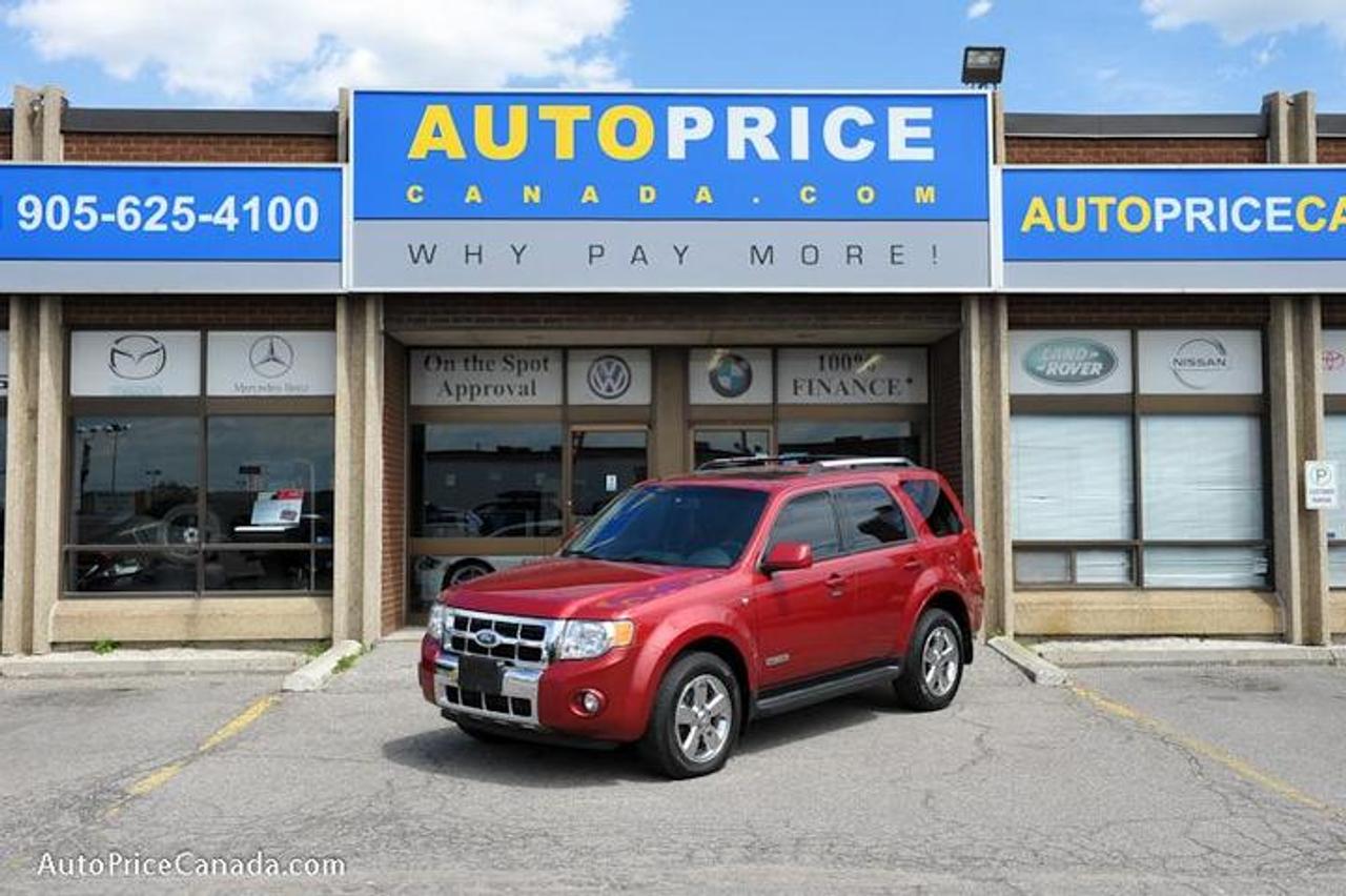 TRUST YOUR DEALER!! Online Credit App, Free CarProof History Reports & 300 vehicles @ www.autopricecanada.com. Certified, safetied & E-tested! Warranty with every vehicle!!08 ESCAPE, LIMITED,4x4,3.0L,17in chrome wheels,Leather,sunroof,satellite radio,full power group,p/seat,auto/lights,F+S air bags,abs,traction,keyless entry,all original accident free,Canadian vehicle,Wont last!!   CREDIT PROBLEMS? www.autopricecanada.com for 24 Hr Easy, Secure, Online Credit Application?get approved before you shop! REMEMBER, RESEARCHING YOUR DEALER IS AS IMPORTANT AS RESEARCHING YOUR VEHICLE! COMPARE OUR EQUIPMENT, MILEAGE AND PRICING!!!CB179EA729A11B