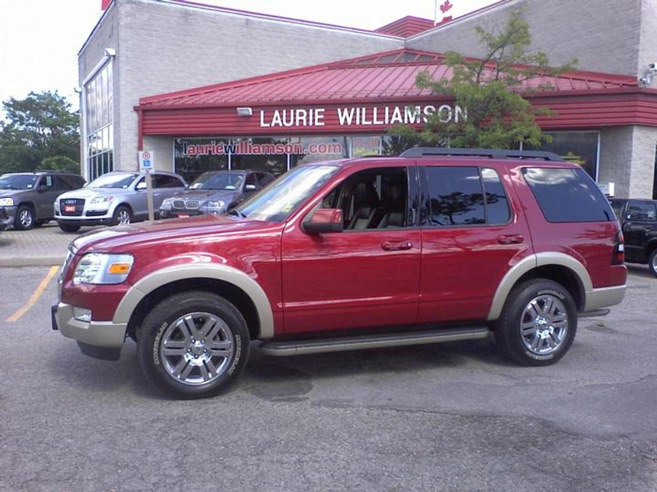 A beautiful 7 Rider Eddie Bauer 4X4 with two tone paint and two tone leather seating. Extremely low KMS means lots of factory warranty remains. Like new inside and out. Equipped with the upgraded engine, 18 Inch Chrome wheels, Sirius/6CD Premium Stereo, SYNC technology, Sunroof, 3rd row seating, and all the power options make this truck a pleasure to own. CARPROOF VERIFIED. Dealer can finance and trades welcome. Call us toll-free at 1 888 886-7398