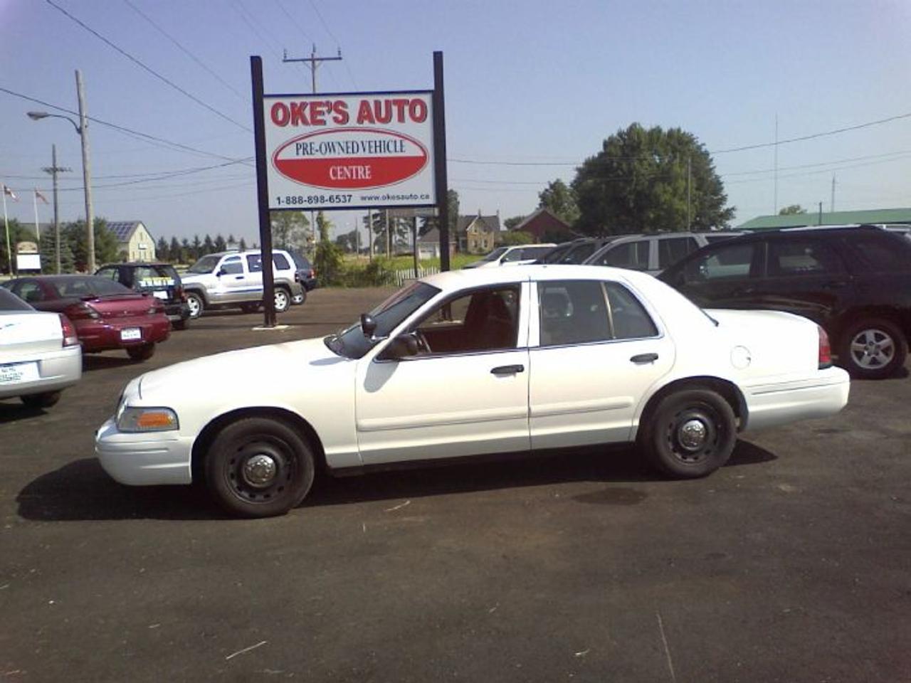 Power Steering, Brakes, Door Locks, Windows, Seats, Truck, Mirrors, A/C, Tilt, Cruise, AM/FM, V8, Former Police Vehicle, Finished in White, 140293 kms. See the folks at Okes, We are the full discloser Dealership. All vehicles are subjected to Taxes and Lic. UCDA searches,carfax-carproofs available on all vehicles at your request. Warranty available on most vehicles at an extra cost.