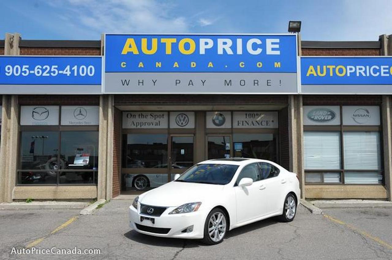 TRUST YOUR DEALER!! Online Credit App, Free CarProof History Reports & 300 vehicles @ www.autopricecanada.com. Certified, safetied & E-tested! Warranty with every vehicle! 06 Lexus IS350 Ultra Premium Pkg,NAVIGATION,Rearview cam,Leather,Sunroof,cd Changer,power/heated,full power group,d/climate controls,steering controls,,abs,traction,Smart Access key,Alloys...A must see!!  CREDIT PROBLEMS?  www.autopricecanada.com for 24 Hr Easy, Secure, Online Credit Application?get approved before you shop! REMEMBER, RESEARCHING YOUR DEALER IS AS IMPORTANT AS RESEARCHING YOUR VEHICLE!  COMPARE OUR EQUIPMENT, MILEAGE AND PRICING!!!CB1492A129A014