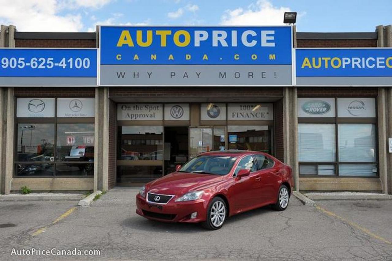 TRUST YOUR DEALER!! Online Credit App, Free CarProof History Reports & 300 vehicles @ www.autopricecanada.com. Certified, safetied & E-tested! Warranty with every vehicle! 06 Lexus IS250 AWD,Leather,Sunroof,cd Changer,power/heated,full power group,d/climate controls,steering controls,,abs,traction,Smart Access key,Alloys,A must see!!  CREDIT PROBLEMS?  www.autopricecanada.com for 24 Hr Easy, Secure, Online Credit Application?get approved before you shop! REMEMBER, RESEARCHING YOUR DEALER IS AS IMPORTANT AS RESEARCHING YOUR VEHICLE!  COMPARE OUR EQUIPMENT, MILEAGE AND PRICING!!!