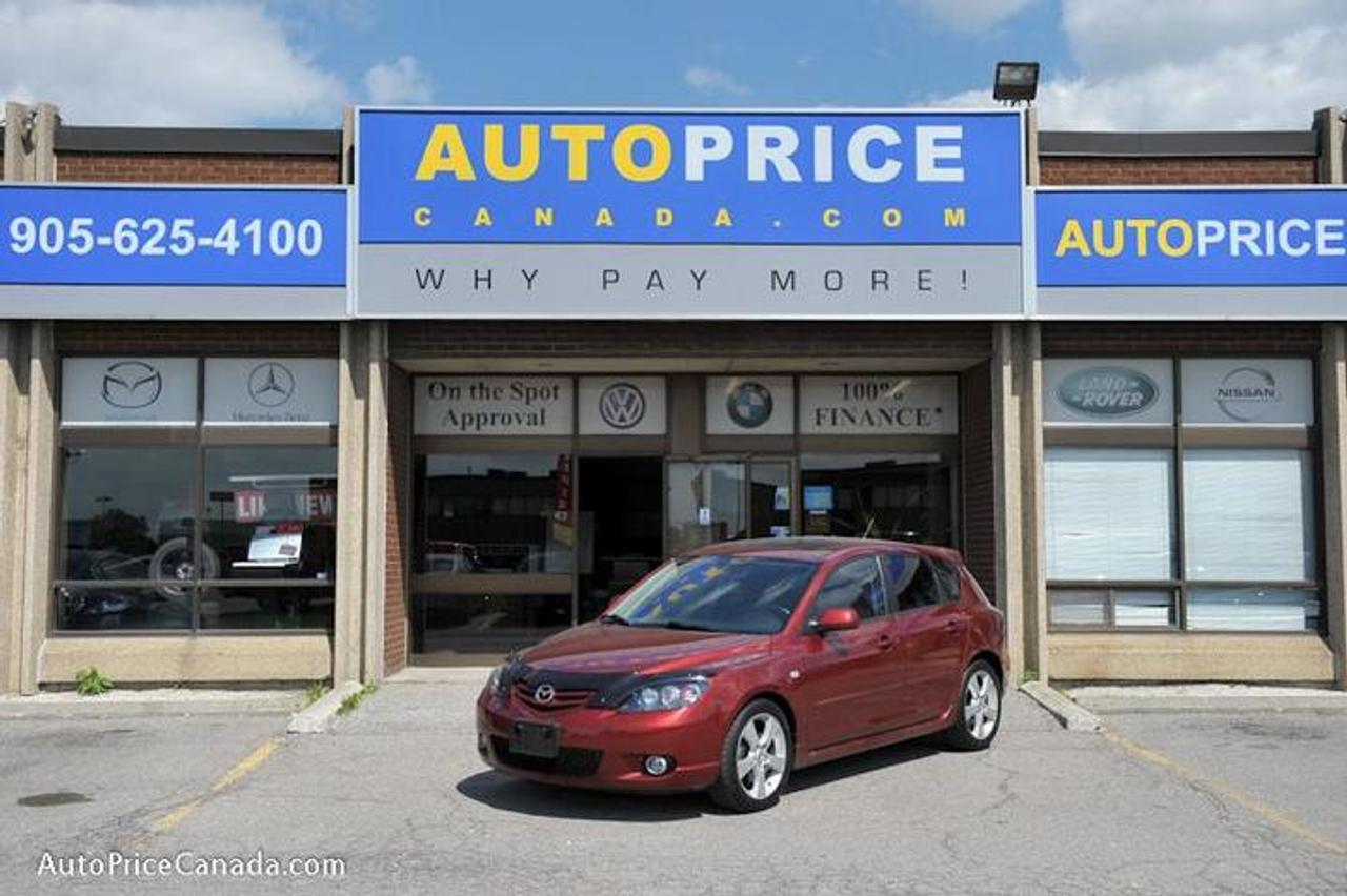 TRUST YOUR DEALER!! Online Credit App, Free CarProof History Reports & 300 vehicles @ www.autopricecanada.com. Certified, safetied & E-tested! Warranty with every vehicle!06 MAZDA 3 S HATCHBACK,2.3L,AUTO,ALLOYS,Sunroof,full power group,cd,auto/lights,abs,1 owner,off lease,all original accident free,Wont last!! CREDIT PROBLEMS? www.autopricecanada.com for 24 Hr Easy, Secure, Online Credit Application?get approved before you shop! REMEMBER, RESEARCHING YOUR DEALER IS AS IMPORTANT AS RESEARCHING YOUR VEHICLE! COMPARE OUR EQUIPMENT, MILEAGE AND PRICING!!!CB149EA02AA91B