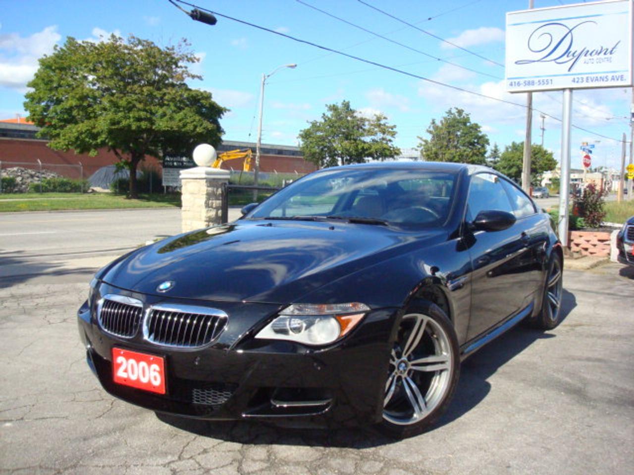 Executive PKG! Black on Saddle Brown Dakota leather, V10-500 HP! 7 spd SMG Transmission. Only 41,000 KM! Equipped with every available M6 option Inc. Navigation! Extended 2 year Warranty! Only $49,995 CERT. Finance @ $5000 down, $410 Bi-weekly/72 months, taxes included. Please visit our Website at: www.dupontautocentre.ca