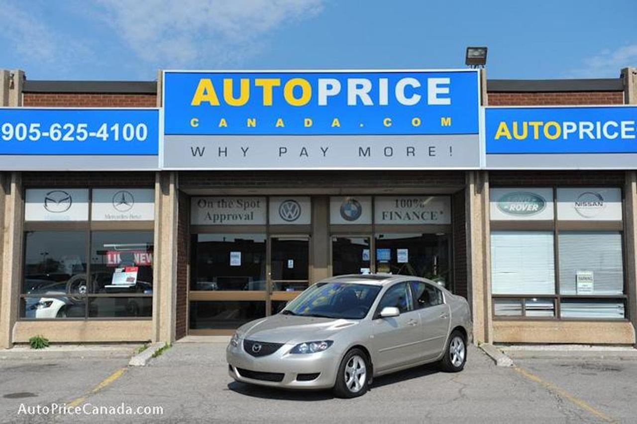 TRUST YOUR DEALER!! Online Credit App, Free CarProof History Reports & 300 vehicles @ www.autopricecanada.com.1-866-399-7469, safetied & E-tested! Warranty with every vehicle!06 MAZDA 3 ,2.0L,AUTO,ALLOYS,Sunroof,power group,auto/lights,abs,all original accident free!!! CREDIT PROBLEMS? www.autopricecanada.com for 24 Hr Easy, Secure, Online Credit Application?get approved before you shop! REMEMBER, RESEARCHING YOUR DEALER IS AS IMPORTANT AS RESEARCHING YOUR VEHICLE! COMPARE OUR EQUIPMENT, MILEAGE AND PRICING!!CB149EA72EA514