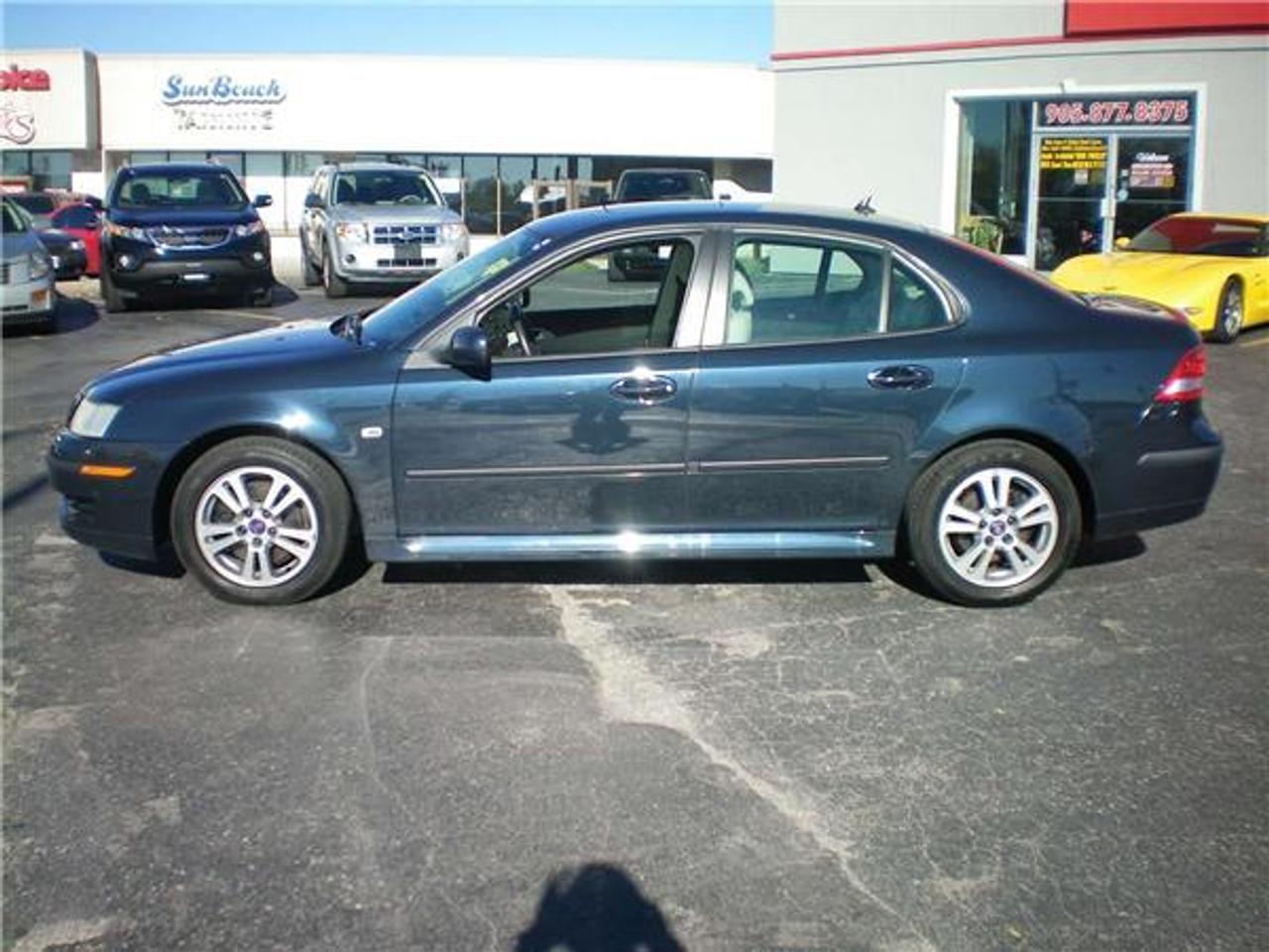 2006 SAAB 9-3 TURBO 2.OL! DARK BLUE ON TAN LEATHER, CLASSY COLOUR COMBO. FIVE SPEED, FUN, SPORTY, AND LUXURIOUS. UNDERSTATED ELEGANCE. YOU NEED TO SEE THIS WHILE IT IS STILL HERE. COME BUY FROM A TRUSTED CAR>NATION CANADA DEALERSHIP. FREE OIL FOR LIFE! CALL FOR YOUR VIP APPOINTMENT TODAY. PRICE IS PLUS HST, BUT TEST DRIVES ARE FREE!! .