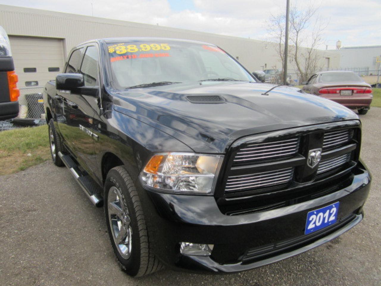 5.7 L 8 CYL HEMI ENGINE. 4X4. BLACK EXTERIOR WITH BLACK LEATHER INTERIOR. REMOTE START, NAVIGATION, HEATED/COOLED LEATHER SEATS, HEATED LEATHER STEERING WHEEL, RUNNING BOARDS, TURN SIGNAL MIRRORS, POWER PKG, ADJUSTABLE PEDALS, DUAL EXHAUST, REVERSE SENSORS, TOW PKG, TRAILER BRAKE CONTROLLER, TONNEAU COVER AND MORE!! ALL TYPES OF FINANCING AVAILABLE. RIGOROUS CERTIFICATION & INSPECTION. NO EXTRA FEES OR HIDDEN COSTS. PLUS HST & LICENSING. FREE VEHICLE HISTORY REPORT.
