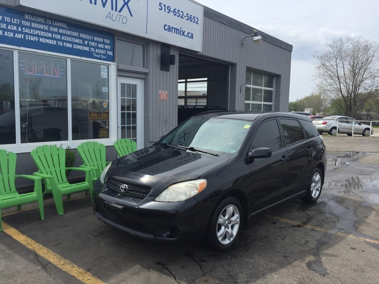 Gorgeous Toyota Matrix with NO ACCIDENTS, low Milage, black on black. Wont find another like this! Contact us now at 519 652 5652 or visit us at www.carmix.ca   Vehicle does come certified and e tested.