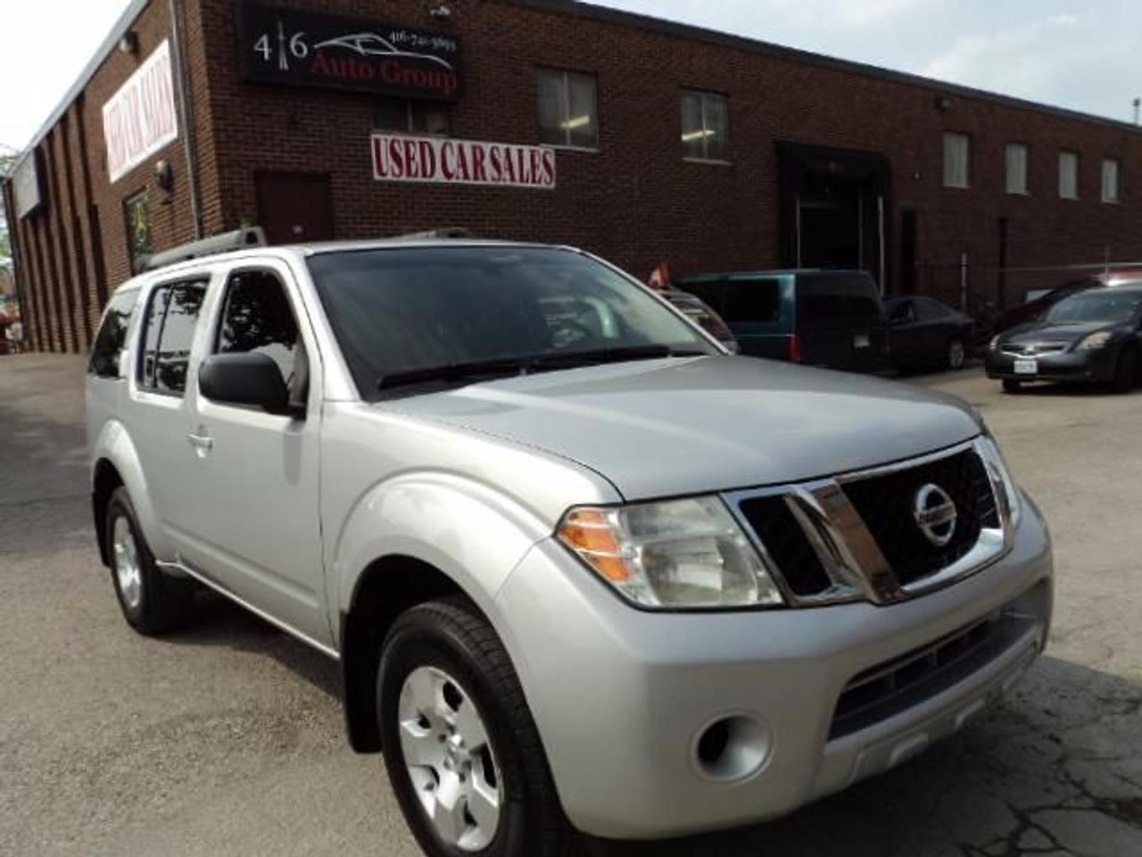 2011 Nissan Pathfinder - Fully Loaded

Fully loaded with sunroof and power options. No accidents, clean carproof. Like new condition! 

Buy In Confidence, Ontario Registered Dealer. 

CarProof Available! 

If you are interested we are here to serve you seven days a week. Do not wait; come on in for a test drive, or call to book an appointment. 

For our contact information, or to view other vehicles from our inventory please see ?Poster Contact Information? on the right side of this page. 

Also regardless of your credit history we can assist you in matching the right financial plan that meets your specific needs. Good Credit/Bad Credit we finance everyone! 

416 Auto Group 

Phone: 416-741-5655 
853 Garyray Drive, Unit 1 
Toronto, Ontario, M9L 1R2 
sales@416autogroup.com 

OPTIONS:
Air Conditioning
Cruise control
Power locks
Power mirrors
Power steering
Remote keyless entry
Tilt wheel
Power windows
Rear window defroster
Rear window wiper
Tinted glass
CD changer
CD player
Premium audio
Satellite radio
Cloth Seat
Power seats
Third row seating
Airbag: driver
Airbag: passenger
Alarm
Anti-lock brakes
Traction control
Alloy wheels
Roof rack
Tow package
Engine: V6 Cylinder Engine 4.0L/241
Mechanical Equipment
4.0L DOHC 24-valve V6 engine
4-wheel drive
4-wheel pwr vented disc brakes
5-speed automatic transmission -inc: manual shift mode
Continuous valve timing control system (CVTCS)
Front/rear stabilizer bar
Independent double wishbone front/rear suspension
Lower radiator skid plate
Receiver hitch member & 4-pin trailer harness plug
Speed-sensitive pwr rack & pinion steering
Interior Equipment
(12) cargo hooks
12-volt pwr outlets-inc: (2) front dash, (1) center console (1) cargo area
2nd row 40/20/40 reclining fold-flat bench seat w/adjustable head restraints
3rd row 50/50 fold-flat split bench seat w/adjustable head restraints
Assist grips-inc: (3) first row, (4) second row
Bottle holders in front door pockets
Cargo area under-floor storage
Cloth seating surfaces
Day/night rearview mirror
Delayed accessory pwr
Exterior Equipment
16 alloy wheels
Body-color bumpers & fender flares
Body-color door handles
Flip-up liftgate window
Folding black pwr mirrors
Full size spare tire w/steel wheel
Mesh grille w/chrome surround
P245/75R16 all-season tires
Rear privacy glass
Rear window fixed intermittent wiper w/washer
Safety Equipment
3-point front seat belts w/pretensioners, load limiters & height adjusters
3-point rear height adjustable seat belts
4-wheel anti-lock braking system (ABS)
Child safety rear door locks
Driver & front passenger advanced dual stage airbags w/occupant sensor
Electronic brake force distribution (EBD)
Energy absorbing steering column
Front seat-mounted side-impact airbags
Front/rear crumple zones
Lower anchors & tethers for children system (LATCH) -inc: (3) tether points
Entertainment Equipment
AM/FM stereo w/CD player -inc: (6) speakers
In glass diversity antenna