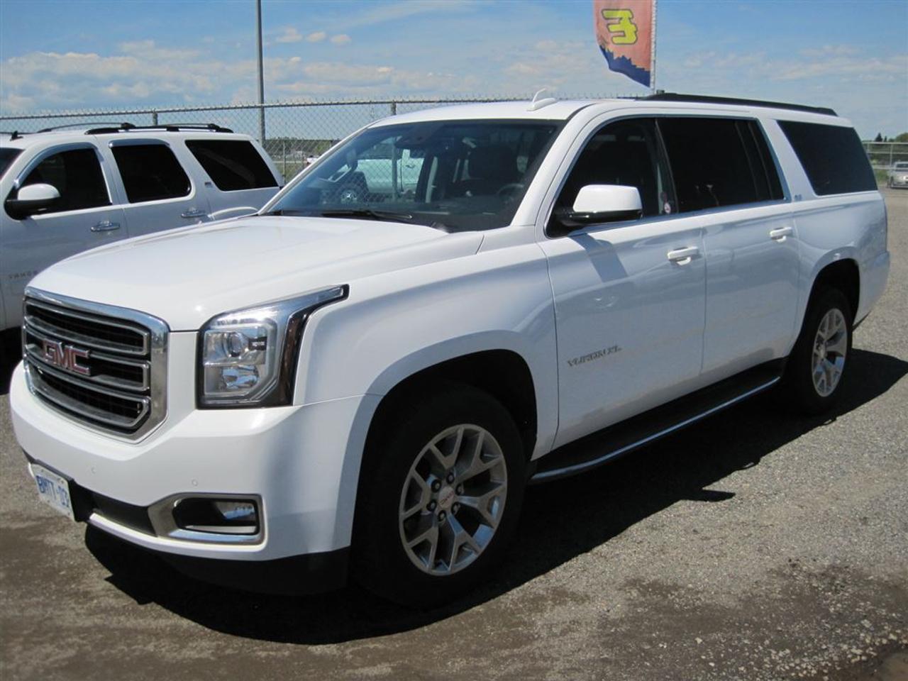 Options: 8 Passenger, 2nd Row Bench Seating, Leather Interior, Power Windows, Power Door locks, Power Mirrors, Tri-Zone Electric Climate Control, Power Sunroof, AM/FM CD/MP3 player, Satellite radio, Onstar 4G LTE WI-FI HOTSPOT, Bluetooth, Bose Premium Sound system, Intellilink 8 Colour Touch Screen, Wireless Charging, USB Port, 110V AC Power Outlet, Cruise Control, Tilt Steering, Remote Starter, Intermittent Wipers, Seatbelt Adjusters, Fully Featured Front Bucket Seats, Front Heated and Cooled Seats, 2nd Row Heated Seats, Rear Heat/Air Conditioning, Power Folding Flat Rear Seats, Power Rear Endgate     Power Train / Exterior: 3.42 Axle Ratio, Locking Differential, Auto track-Automatic 4x4, Electronic Transfer Case, H.D. Trailering Equipment, Engine Block Heater, Engine Oil Cooler, Fog Lamps, 18 Alloy Wheels, Roof Rack w/cross Bars (2), GVWR Rating 7,300 LBS, Tubular Side Steps, 20 Polished Aluminum Wheels     Safety Features: Rear Cross Traffic Alert, Stabilitrak - Stability Control, Dual Front Airbags, Side Curtain airbags, Side Impact Airbags, Rear View Camera, Ultrasonic Rear Parking Assist, Power Adjustabe Brake / Accelerator Pedals, Tinted Windows, Rear Window Wiper     Warranty: Balance Of Manufacturers Warranty (3yr or 60,000km New Car / 5yr or 160,000 km Powertrain)