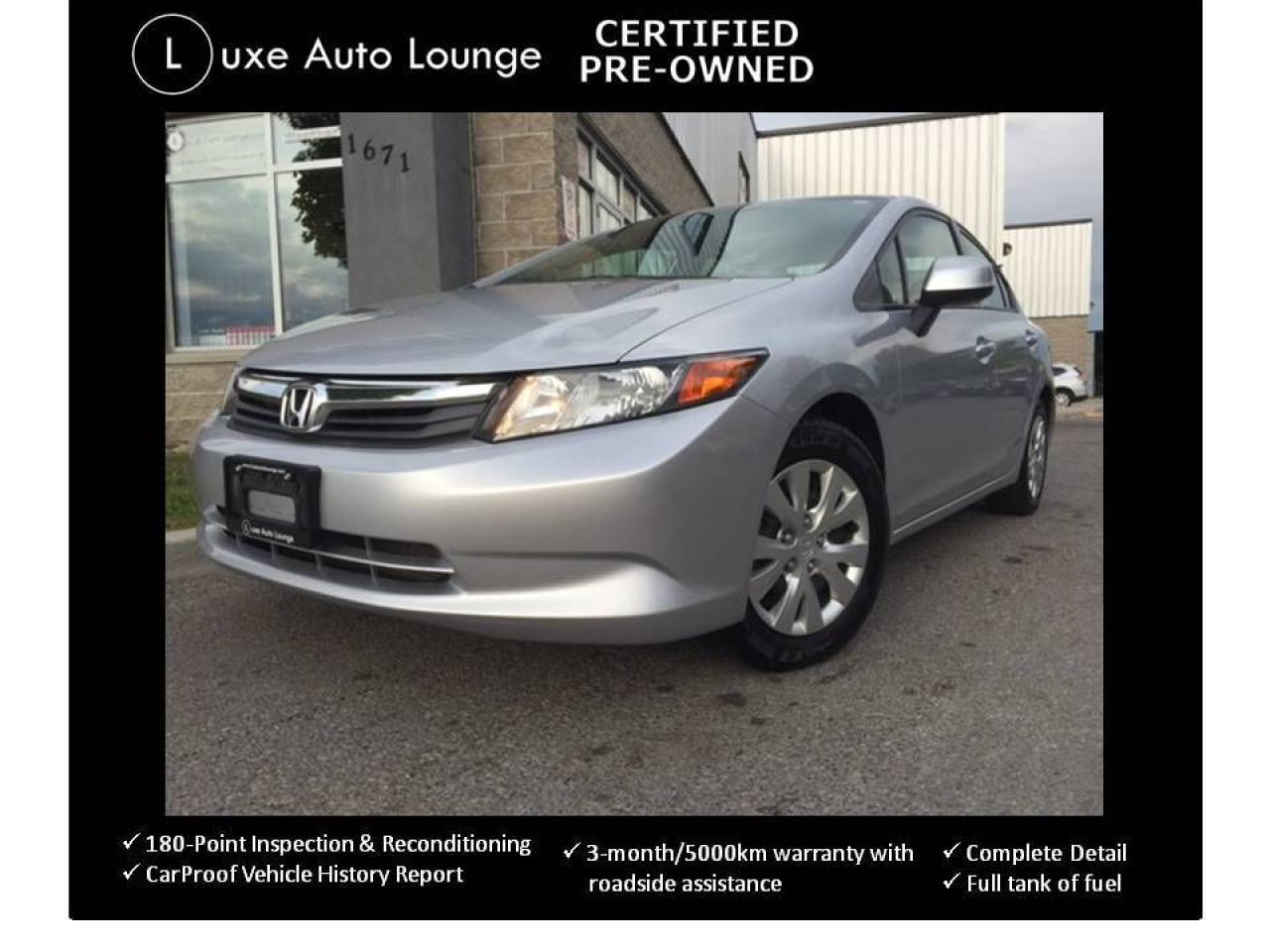 Used 2012 Honda Civic LX - BLUETOOTH, A/C, POWER GROUP, CRUISE, KEYLESS for sale in Ottawa, ON
