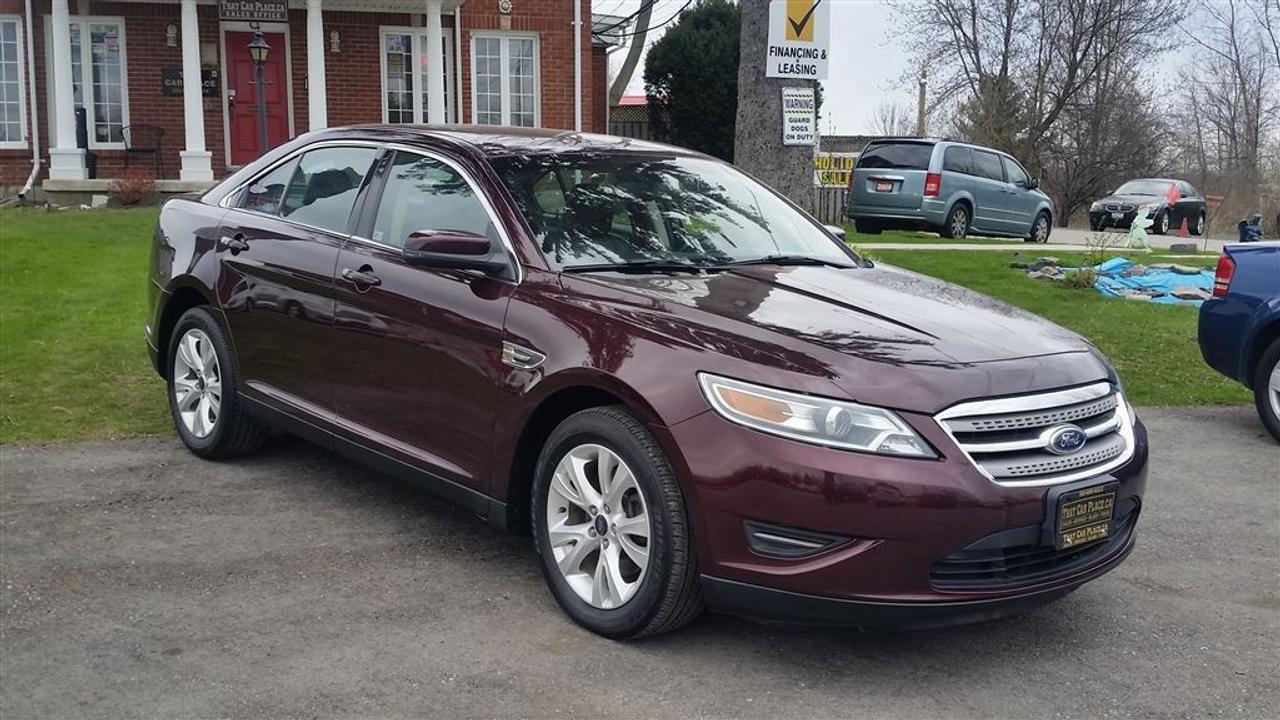 Check out the 2011 Ford Taurus red on grey automatic transmission with 136 kilometers and a six cylinder 3.5 litre engine. Featuring cruise control leather heated seats with dual climate control antilock brakes backup sensor rear heat and air and a traction control system with xenon headlights. Commercial free satellite radio with the option for an entertainment package Bluetooth w phone connect hands free and always in touch as well as all power seats door locks mirrors windows and telescoping & tilt steering with tinted windows. Come in and take this one for a test drive or apply online today.Vehicle is sold Safety and Emission Tested. HST and Licensing is extra.That Car Place in business for over 27 years since 1989 Voted #1 Best Used Car Dealership in London Ontario for 2014 & 2015 & 2016 Top Choice Award for 2015 & 2016 as well as Londons Readers Choice Award 2014 & 2015. That Car Place holds a solid A Better Business Bureau rating and achieved the most likes on all Social Media ever in the used car dealership industry. That Car Place uses an exclusive third party tool that accurately prices and monitors vehicle prices competitively to guarantee customers best value. That is right NO NEED FOR HAGGLING! No Hidden admin fees. No gimmicks just honesty and integrity at no additional charge.We make the buying process Simple and StressFree our reviews speak for themselves.Google httpswww.google.cawebhpsourcedchromeinstant&ion1&espv2&ieUTF8#qthat%20car%20place&lrd0x882ef3f1a412803b0x4ac067228e36535c1Dealer Rater httpwww.dealerrater.cadealerThatCarPlacereview43090N49.com httpswww.n49.combiz108920thatcarplaceonlondon443exeterrdBBB httpwww.bbb.orgwesternontariobusinessreviewsautodealersusedcarsthatcarplaceinlondonon17190customerreviewsCachetyAll vehicles go under an extensive inspection Receive a SemiSynthetic Oillubefilter. Any vehicle with below 50% brakes will be replaced! A detailed Free Car Proof Report is including with every vehicle to present the vehicles history or accidents. Full Safety inspection with 30 days 100% safety related items warranty done by That Car Place along with an Emission test and to top it off with a Full cleanup and Detailing.Our Finance Specialists provides same day approvals and work hard 247 to ensure achieving the lowest interest rate possible best terms and fully open end loans.Minimum qualifications. Whether its Good credit Bad credit No Credit Bankruptcy Proposal Divorce Repossessions $0 down or simply low affordable payments we can get it done for you. Apply securely with confidence at httpthatcarplace.caapplyVisit us ThatCarPlace.ca 443 Exeter Road London Ontario Or call us 519686SALE (7253) Or toll free 18669691999 Or by email sales@thatcarplace.ca**Payments are based off qualifying monthly term $0 down & 4.9% interest. Qualifying term and rate of borrowing varies by lender. Example The cost of borrowing on a vehicle with a purchase price of $10000 at 4.9% over 60 month term is $1499.78. Rates are subject to change without notice.