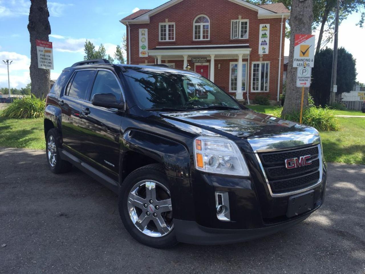 <p class=li1>This loaded 2012 GMC Terrain SLT-1 comes with every feature you could need. Comes with Navigation, Bluetooth, Black Leather Seats, USB/AUX/CD/Mp3/SD connectivity, Steering Wheel Audio Controls, Premium Sound System, Keyless Entry, Cruise Control and many more. Call 1-519-686-7253 or come visit us at 443 Exeter Rd.</p>
<ul>
<li class=li1><span class=s2>Voted <strong><em>#1 Best Used Car Dealership</em></strong> through 2014 - 2016 in London, Ontario</span></li>
<li class=li1><span class=s2>Voted <strong><em>Top Choice Award</em></strong> in 2015 and 2016</span></li>
<li class=li1><span class=s2>Voted <strong><em>London&rsquo;s Readers&rsquo; Choice Award</em></strong> 2014 and 2015&nbsp;</span></li>
<li class=li1><span class=s2><strong><em>A+</em></strong><strong><em>Better Business Bureau rating</em></strong></span></li>
<li class=li1><span class=s2>We have been in business for </span><span class=s4><strong>27yrs</strong></span><span class=s2><strong><em>&nbsp;</em></strong></span></li>
<li class=li1><span class=s2>Most liked used car dealer on social media in Canada</span></li>
<li class=li1><span class=s2>We use an exclusive 3rd party tool that accurately monitors vehicle prices to guarantee our customers get the best value.&nbsp;</span></li>
<li class=li1><span class=s2><strong><em>NO NEED FOR HAGGLING!&nbsp;</em></strong></span></li>
<li class=li1><span class=s2><strong><em>NO HIDDEN ADMIN. FEES!</em></strong></span></li>
<li class=li1><span class=s2><strong><em>Just honesty and integrity at no additional charge</em></strong></span></li>
<li class=li1><span class=s2>All vehicles:</span></li>
<ul>
<li class=li1><span class=s2>Go through Safety inspection with 30 days 100% safety related items warranty completed by us</span></li>
<li class=li1><span class=s2>With below 50% brakes will be replaced&nbsp;</span></li>
<li class=li1><span class=s2>Receive a semi-synthetic oil-lube-filter</span></li>
<li class=li1><span class=s2>Undergo Emissions test and an extensive inspection</span></li>
<li class=li1><span class=s2>Include a FREE CarProof Report</span></li>
<li class=li2><span class=s2>Purchased include FREE cleanup and detailing</span></li>
</ul>
<li class=li2><span class=s2>Our <em>Finance Specialists</em> will do their best to:</span></li>
<ul>
<li class=li2><span class=s2>Provide <strong><em>SAME-DAY APPROVALS</em></strong></span></li>
<li class=li2><span class=s2>Ensure achieving the <strong><em>LOWEST INTEREST RATE &</em></strong> <strong><em>BEST TERMS </em></strong>possible</span></li>
<li class=li2><span class=s2>Provide <strong><em>FULLY OPEN-END LOANS *pay them off any time with no penalty*</em></strong></span></li>
</ul>
<li class=li3><span class=s2>Whether its good, bad or no credit, bankruptcy, proposal, divorce or repossessions. $0 down Apply securely with confidence at <a href=http://bit.ly/2cg4WeM><span class=s5>http://bit.ly/2cg4WeM</span></a></span><span class=s6>&nbsp;</span></li>
<li class=li3><span class=s2>We make the buying process SIMPLE and STRESS-FREE, our reviews speak for themselves:</span></li>
<ul>
<li class=li4><span class=s8><strong><em>Google</em></strong><em>:</em></span><span class=s9><a href=http://bit.ly/2cK4fi3><span class=s10>http://bit.ly/2cK4fi3</span></a></span></li>
<li class=li5><span class=s8><strong><em>DealerRater:</em></strong></span><span class=s12><a href=http://bit.ly/2cIdFI1><span class=s5>http://bit.ly/2cIdFI1</span></a></span></li>
<li class=li5><span class=s8><strong><em>N49.com:</em></strong></span><span class=s12><a href=http://bit.ly/2bYZlOh><span class=s5>http://bit.ly/2bYZlOh</span></a></span></li>
<li class=li5><span class=s8><strong><em>BBB:</em></strong></span><span class=s9> <a href=http://go.bbb.org/2cK5Cxd><span class=s5>http://go.bbb.org/2cK5Cxd</span></a></span></li>
</ul>
</ul>
<p>&nbsp;</p>
<p class=p6><span class=s2>**Payments are based off qualifying monthly term $0 down & 4.9% interest. Qualifying term and rate of borrowing varies by lender. Example: The cost of borrowing on a vehicle with a purchase price of $10000 at 4.9% over 60 month term is $1499.78. Rates are subject to change without notice.&nbsp;</span></p>
<p>&nbsp;</p>