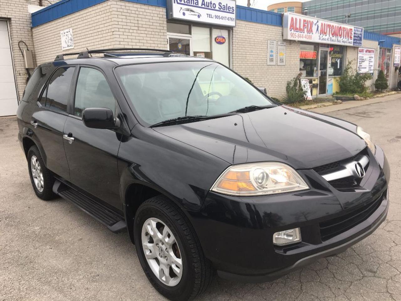 <p>Nice loaded up 2006 Acura MDX 7 Passengers AWD only 146000 km on alloy wheels , Navigation,backup camera ,bluetooth, DVD ,leather ,power seats ,power sunroof ,keyless entry , heated seats, Ontario Vehicle . Non smoker. Tires are new. has book .two sets of keys. Nice interior and exterior. well kept and maintained . fully detailed .<br />our price includes :<br />1-Ontario Safety Standard Certificate .<br />2-Vehicle Emission Test .<br />3-CARPROOF Vehicle History Report.<br /><br />ALL CREDIT WELCOME? FINANCING AVAILABLE..<br />To make sure that the vehicle is still available, please call us at: 877-375-1427 or by email: rotana.sales@hotmail.com.com<br />To see others Vehicles, please click on the links below:<br />Autotrader,<br />http://www.autotrader.ca/cars/on/burlington/?kwd=rotana&=prx<br />-OUR HOURS OF OPERATION:<br />MON-FRI: 10:00 am to 8:00 PM<br />SAT: 10:00 am to 6:00 PM<br />SUN: CLOSED and By Appointment<br />Rotana Auto Sales<br />568 Argus Rd<br />Oakville , On , L6J 3J3<br />Toll free: 877-375-1427<br />Phone : 905 617 6761<br />rotana.sales@hotmail.com</p>