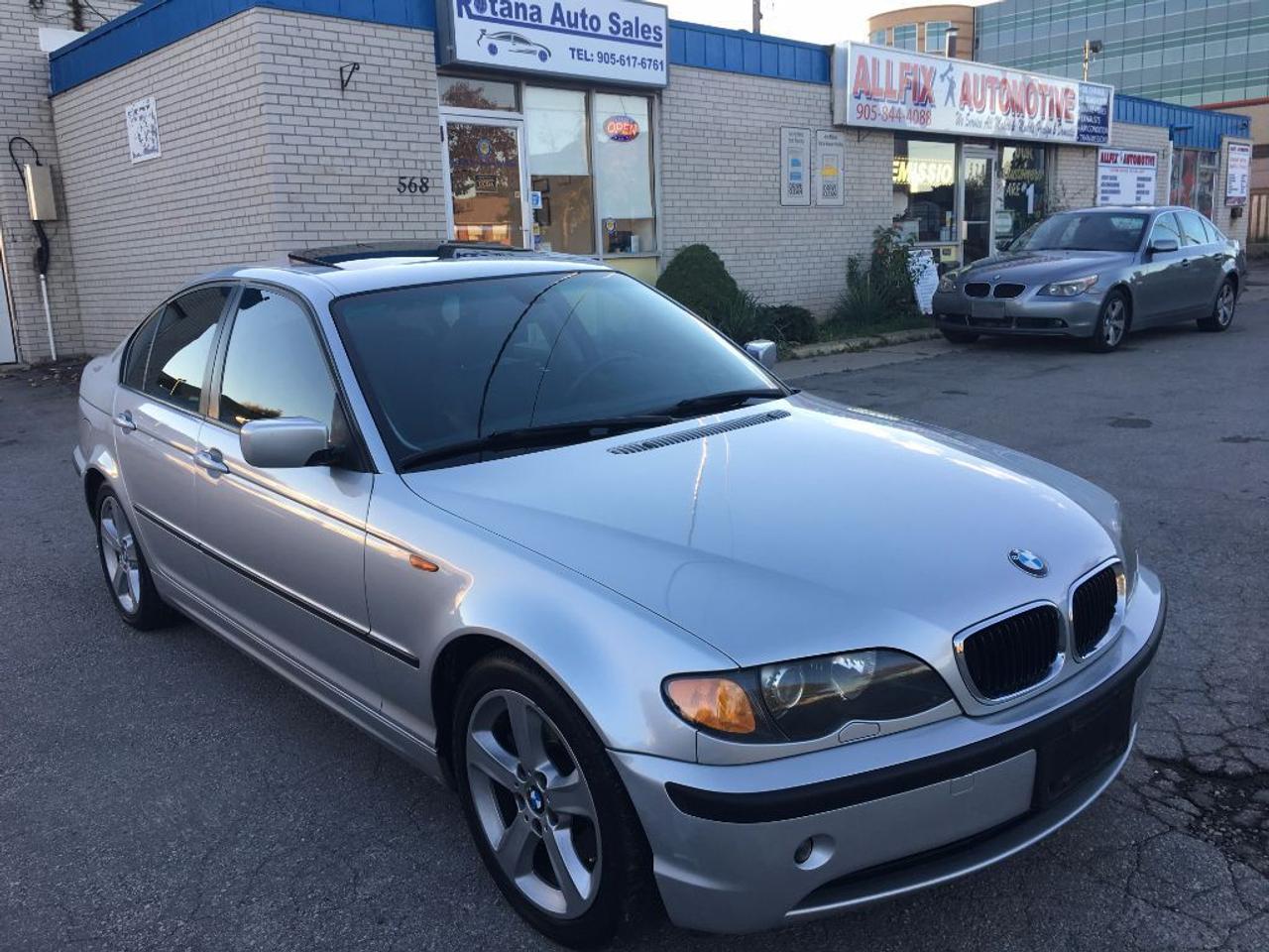 <p>2005 BMW 3 Series 325i ,Ontario vehicle, power seats,power sunroof , and so many power options, tinted windows . new brakes front and rear , new winter tires . has book .two sets of keys. super clean interior and exterior. well kept and maintained . fully detailed .<br />our price includes :<br />1-Ontario Safety Standard Certificate .<br />2-Vehicle Emission Test .<br />3-CARPROOF Vehicle History Report.<br />-Safety Guarantee 36 days.<br /><br />To make sure that the vehicle is still available, please call us at: 877-375-1427 or by email: rotana.sales@hotmail.com.com<br />To see others Vehicles, please click on the links below:<br />Autotrader,<br />http://www.autotrader.ca/cars/on/burlington/?kwd=rotana&=prx<br />-OUR HOURS OF OPERATION:<br />MON-FRI: 10:00 am to 8:00 PM<br />SAT: 10:00 am to 6:00 PM<br />SUN: CLOSED and By Appointment<br />Rotana Auto Sales<br />568 Argus Rd<br />Oakville , On , L6J 3J3<br />Toll free: 877-375-1427<br />Phone : 905 617 6761<br />rotana.sales@hotmail.com</p>
