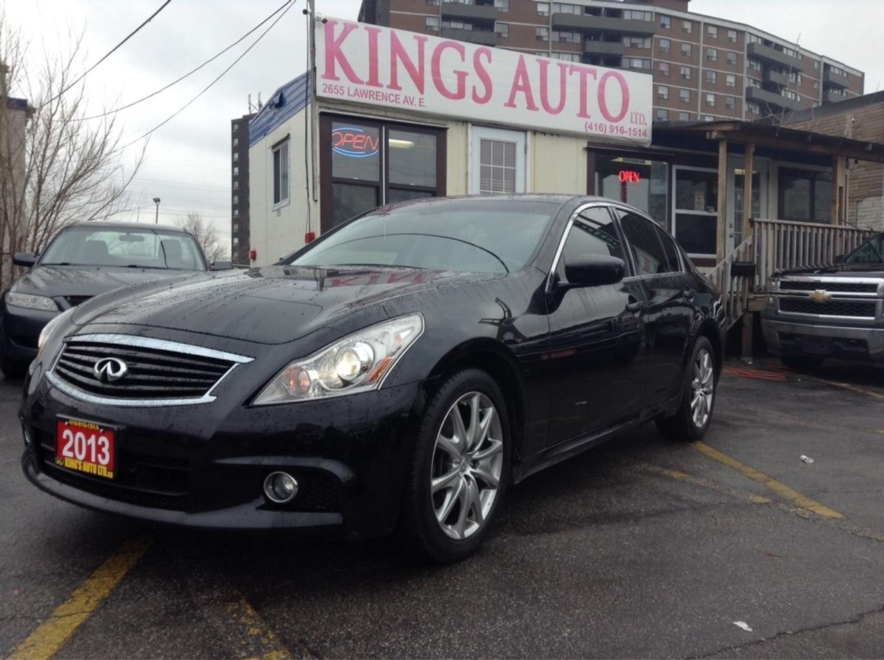 <p>G37XS Navigation, Back-up Cam, Sunroof, Leather AWD. We Finance Everyone!! Good Credit, Bad Credit, No Credit...Everyones Approved!! 98.9% Guarenteed Approval from 0.9% O.A.C!! ALL PRICES ARE PLUS TAXES Check out our inventory at www.kingsautoltd.ca CarProof Verified UCDA Member No Hidden Costs.</p>