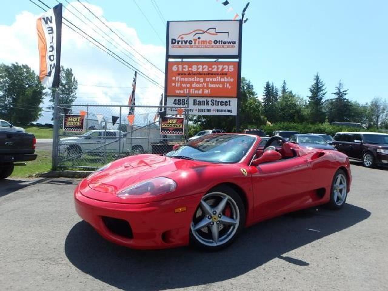 Best Deal in Canada for Corsa Red !!!!360 spider convertible, power top leather interior, new tires, recent belts and oil change service, car shows and drives well, in the very desirable corsa red  ferrari red drivetimeottawa.com,  drive4less
