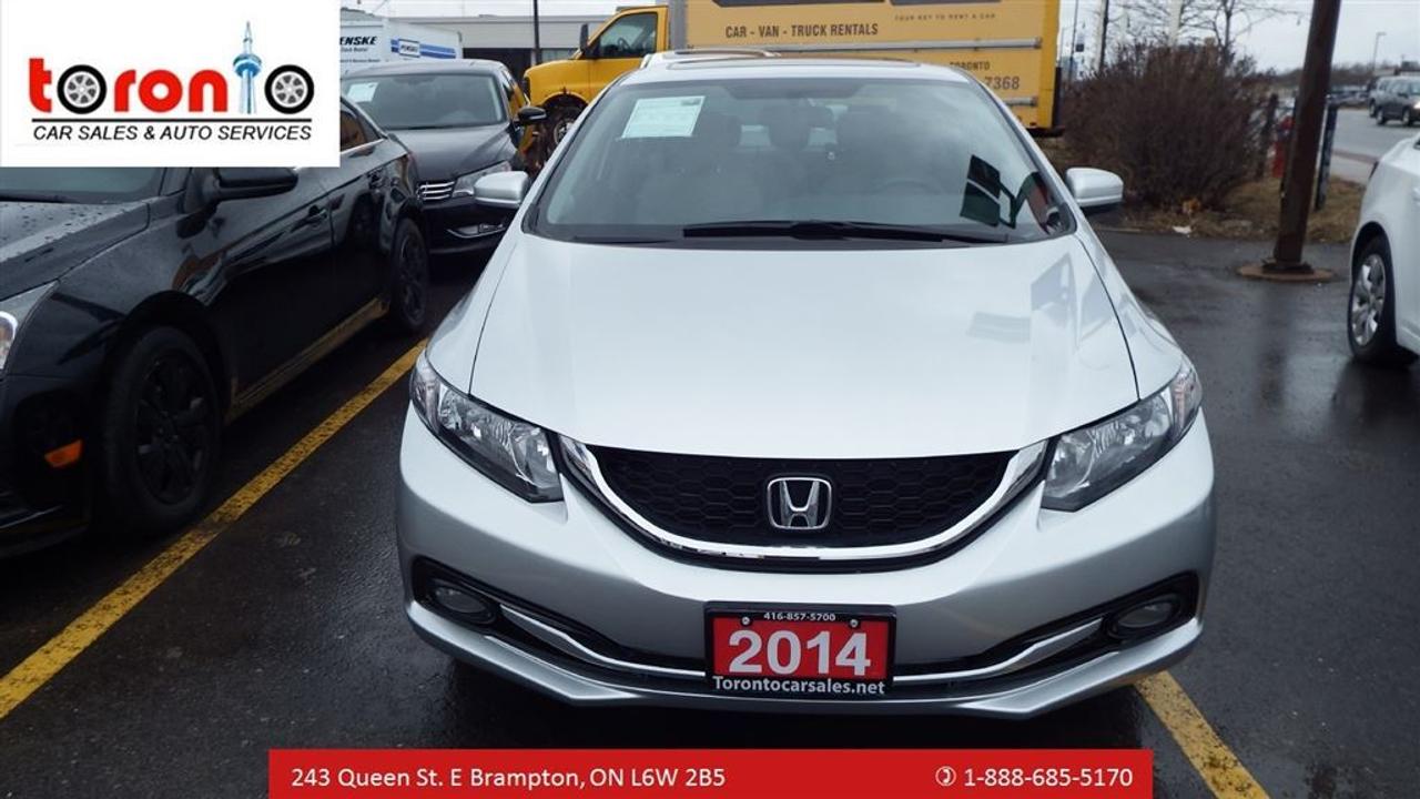 2014 Honda Civic Sedan EX/MANUAL/SUNROOF/BACK UP CAMERA/SIDE VIEW CAMERA/CERTIFIED/EMISSION/ VERY CLEAN***$8999****    2 year power train warranty   *AUTO**POWER WINDOWS*POWER MIRRORS*POWER LOCK*    * Car Proof Report Available!   * Got a vehicle to trade? Drive it in and have our professional appraiser look at it!   * Financing available! Bad Credit? No Credit? Bankrupt? Well help you rebuild your credit!  * Low finance rates available! (Based on Credit rating and On Approved Credit)   * we also have financing options available starting @4.9% O.A.C  *All credits are approved, bad, Good, New!!!!  *We also have warranty available up to 4 years.   *please contact us for more info.  *BOOK A ROAD TEST CALL US @416-857-5700   *LOCATION @ 243 QUEEN ST E-BRAMPTON-ONT-L6W2B5  *www.autotrader.com/torontocarsales