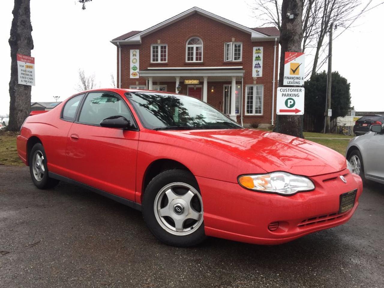 <p>This 2005 Chevrolet Monte Carlo LS Coupe is in EXCELLENT CONDITION and has LOW KMS (ONLY 92,664), Comes with Power Windows/Doors/Mirrors/Steering, Comfortable Interior and spacious trunk. Wont Last Long. This car has lots of life left and ONLY $5983 + HST + Licensing. Call 1-519-686-7253 or Visit 443 Exeter Rd. That Car Place</p>
<ul>
<li class=li1><span class=s2>Voted&nbsp;<strong><em>#1 Best Used Car Dealership</em></strong>&nbsp;through 2014 - 2016 in London, Ontario</span></li>
<li class=li1><span class=s2>Voted&nbsp;<strong><em>Top Choice Award</em></strong>&nbsp;in 2015 and 2016</span></li>
<li class=li1><span class=s2>Voted&nbsp;<strong><em>London&rsquo;s Readers&rsquo; Choice Award</em></strong>&nbsp;2014 and 2015&nbsp;</span></li>
<li class=li1><span class=s2><strong><em>A+</em></strong><strong><em>Better Business Bureau rating</em></strong></span></li>
<li class=li1><span class=s2>We have been in business for&nbsp;</span><span class=s4><strong>27yrs</strong></span><span class=s2><strong><em>&nbsp;</em></strong></span></li>
<li class=li1><span class=s2>Most liked used car dealer on social media in Canada</span></li>
<li class=li1><span class=s2>We use an exclusive 3rd party tool that accurately monitors vehicle prices to guarantee our customers get the best value.&nbsp;</span></li>
<li class=li1><span class=s2><strong><em>NO NEED FOR HAGGLING!&nbsp;</em></strong></span></li>
<li class=li1><span class=s2><strong><em>NO HIDDEN ADMIN. FEES!</em></strong></span></li>
<li class=li1><span class=s2><strong><em>Just honesty and integrity at no additional charge</em></strong></span></li>
<li class=li1><span class=s2>All vehicles:</span></li>
<ul>
<li class=li1><span class=s2>Go through Safety inspection with 30 days 100% safety related items warranty completed by us</span></li>
<li class=li1><span class=s2>With below 50% brakes will be replaced&nbsp;</span></li>
<li class=li1><span class=s2>Receive a semi-synthetic oil-lube-filter</span></li>
<li class=li1><span class=s2>Undergo Emissions test and an extensive inspection</span></li>
<li class=li1><span class=s2>Include a FREE CarProof Report</span></li>
<li class=li2><span class=s2>Purchased include FREE cleanup and detailing</span></li>
</ul>
<li class=li2><span class=s2>Our&nbsp;<em>Finance Specialists</em>&nbsp;will do their best to:</span></li>
<ul>
<li class=li2><span class=s2>Provide&nbsp;<strong><em>SAME-DAY APPROVALS</em></strong></span></li>
<li class=li2><span class=s2>Ensure achieving the&nbsp;<strong><em>LOWEST INTEREST RATE &</em></strong>&nbsp;<strong><em>BEST TERMS&nbsp;</em></strong>possible</span></li>
<li class=li2><span class=s2>Provide&nbsp;<strong><em>FULLY OPEN-END LOANS *pay them off any time with no penalty*</em></strong></span></li>
</ul>
<li class=li3><span class=s2>Whether its good, bad or no credit, bankruptcy, proposal, divorce or repossessions. $0 down Apply securely with confidence at&nbsp;<a href=http://bit.ly/2cg4WeM><span class=s5>http://bit.ly/2cg4WeM</span></a></span><span class=s6>&nbsp;</span></li>
<li class=li3><span class=s2>We make the buying process SIMPLE and STRESS-FREE, our reviews speak for themselves:</span></li>
<ul>
<li class=li4><span class=s8><strong><em>Google</em></strong><em>:</em></span><span class=s9><a href=http://bit.ly/2cK4fi3><span class=s10>http://bit.ly/2cK4fi3</span></a></span></li>
<li class=li5><span class=s8><strong><em>DealerRater:</em></strong></span><span class=s12><a href=http://bit.ly/2cIdFI1><span class=s5>http://bit.ly/2cIdFI1</span></a></span></li>
<li class=li5><span class=s8><strong><em>N49.com:</em></strong></span><span class=s12><a href=http://bit.ly/2bYZlOh><span class=s5>http://bit.ly/2bYZlOh</span></a></span></li>
<li class=li5><span class=s8><strong><em>BBB:</em></strong></span><span class=s9>&nbsp;<a href=http://go.bbb.org/2cK5Cxd><span class=s5>http://go.bbb.org/2cK5Cxd</span></a></span></li>
</ul>
</ul>
<p>&nbsp;**Payments are based off qualifying monthly term $0 down & 4.9% interest. Qualifying term and rate of borrowing varies by lender. Example: The cost of borrowing on a vehicle with a purchase price of $10000 at 4.9% over 60 month term is $1499.78. Rates are subject to change without notice.&nbsp;</p>