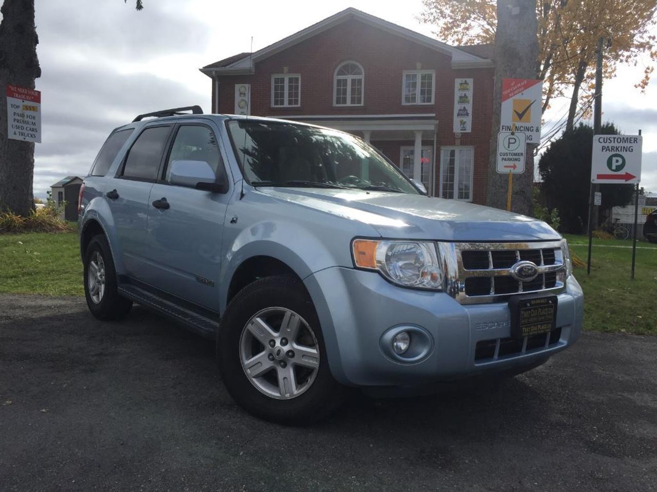 <p>Save the environment and come in today to test drive this 2008 Ford Hybrid Escape. This vehicle offers but is not limited to Back Up Senors, Heated Beige Leather Seats,&nbsp;Roof Rack, Cruise Control, Fog Lights,&nbsp;Keyless Entry, is extremely&nbsp;Fuel Efficient and much more. Come in today to start you adventure. Call 1-519-686-7253 or Visit 443 Exeter Rd. That Car Place.</p>
<ul>
<li class=li1><span class=s2>Voted&nbsp;<strong><em>#1 Best Used Car Dealership</em></strong>&nbsp;through 2014 - 2017 (4 yrs) in London, Ontario</span></li>
<li class=li1><span class=s2>Voted&nbsp;<strong><em>Top Choice Award</em></strong>&nbsp;in 2015 - 2017 (3 yrs)</span></li>
<li class=li1><span class=s2>Voted&nbsp;<strong><em>London&rsquo;s Readers&rsquo; Choice Award</em></strong>&nbsp;2014 and 2015&nbsp;</span></li>
<li class=li1><span class=s2><strong><em>A+</em></strong><strong><em>Better Business Bureau rating</em></strong></span></li>
<li class=li1><span class=s2>We have been in business for&nbsp;</span><span class=s4><strong>27yrs</strong></span><span class=s2><strong><em>&nbsp;</em></strong></span></li>
<li class=li1><span class=s2>Most liked used car dealer on social media in Canada</span></li>
<li class=li1><span class=s2>We use an exclusive 3rd party tool that accurately monitors vehicle prices to guarantee our customers get the best value.&nbsp;</span></li>
<li class=li1><span class=s2><strong><em>NO NEED FOR HAGGLING!&nbsp;</em></strong></span></li>
<li class=li1><span class=s2><strong><em>NO HIDDEN ADMIN. FEES!</em></strong></span></li>
<li class=li1><span class=s2><strong><em>Just honesty and integrity at no additional charge</em></strong></span></li>
<li class=li1><span class=s2>All vehicles:</span></li>
<ul>
<li class=li1><span class=s2>Go through Safety inspection with 30 days 100% safety related items warranty completed by us</span></li>
<li class=li1><span class=s2>With below 50% brakes will be replaced&nbsp;</span></li>
<li class=li1><span class=s2>Receive a semi-synthetic oil-lube-filter</span></li>
<li class=li1><span class=s2>Undergo Emissions test and an extensive inspection</span></li>
<li class=li1><span class=s2>Include a FREE CarProof Report</span></li>
<li class=li2><span class=s2>Purchased include FREE cleanup and detailing</span></li>
</ul>
<li class=li2><span class=s2>Our&nbsp;<em>Finance Specialists</em>&nbsp;will do their best to:</span></li>
<ul>
<li class=li2><span class=s2>Provide&nbsp;<strong><em>SAME-DAY APPROVALS</em></strong></span></li>
<li class=li2><span class=s2>Ensure achieving the&nbsp;<strong><em>LOWEST INTEREST RATE &</em></strong>&nbsp;<strong><em>BEST TERMS&nbsp;</em></strong>possible</span></li>
<li class=li2><span class=s2>Provide&nbsp;<strong><em>FULLY OPEN-END LOANS *pay them off any time with no penalty*</em></strong></span></li>
</ul>
<li class=li3><span class=s2>Whether its good, bad or no credit, bankruptcy, proposal, divorce or repossessions. $0 down Apply securely with confidence at&nbsp;<a href=http://bit.ly/2cg4WeM><span class=s5>http://bit.ly/2cg4WeM</span></a></span><span class=s6>&nbsp;</span></li>
<li class=li3><span class=s2>We make the buying process SIMPLE and STRESS-FREE, our reviews speak for themselves:</span></li>
<ul>
<li class=li4><span class=s8><strong><em>Google</em></strong><em>:</em></span><span class=s9><a href=http://bit.ly/2cK4fi3><span class=s10>http://bit.ly/2cK4fi3</span></a></span></li>
<li class=li5><span class=s8><strong><em>DealerRater:</em></strong></span><span class=s12><span class=s5><a href=http://bit.ly/2cIdFI1>http://bit.ly/2cIdFI1</a></span></span></li>
<li class=li5><em><strong>Reviewsii:</strong></em><a style=text-indent: -18pt; href=http://bit.ly/2ot45Ar>http://bit.ly/2ot45Ar</a><span style=text-indent: -18pt;>&nbsp;&nbsp;</span></li>
<li class=li5><span class=s8><strong><em>BBB:</em></strong></span><span class=s9>&nbsp;<a href=http://go.bbb.org/2cK5Cxd><span class=s5>http://go.bbb.org/2cK5Cxd</span></a></span></li>
</ul>
</ul>
<p>&nbsp;**Payments are based off qualifying monthly term $0 down & 4.9% interest. Qualifying term and rate of borrowing varies by lender. Example: The cost of borrowing on a vehicle with a purchase price of $10000 at 4.9% over 60 month term is $1499.78. Rates are subject to change without notice.&nbsp;</p>