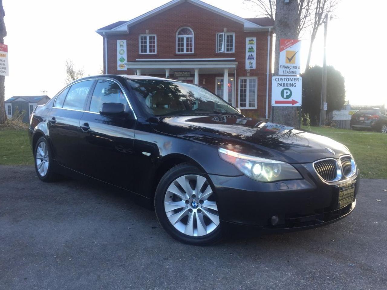 <p>This 2004 BMW 5 Series 545i is LOADED and has a CLEAN CARPROOF!!! Comes with BLUETOOTH, SUNROOF, V8, PLUSH BEIGE LEATHER INTERIOR (FRONT ROW HEATED SEATS), POWER DRIVER SEAT MEMORY SEAT, Universal Garage Door opener and MANY MORE AWESOME FEATURES. WONT LAST LONG!!! ONLY $8499 + HST + Licensing. Call 1-519-686-7253 or Visit 443 Exeter Rd. That Car Place.</p>
<ul>
<li class=li1><span class=s2>Voted&nbsp;<strong><em>#1 Best Used Car Dealership</em></strong>&nbsp;through 2014 - 2017 (4 yrs) in London, Ontario</span></li>
<li class=li1><span class=s2>Voted&nbsp;<strong><em>Top Choice Award</em></strong>&nbsp;in 2015 - 2017 (3 yrs)</span></li>
<li class=li1><span class=s2>Voted&nbsp;<strong><em>London&rsquo;s Readers&rsquo; Choice Award</em></strong>&nbsp;2014 and 2015&nbsp;</span></li>
<li class=li1><span class=s2><strong><em>A+</em></strong><strong><em>Better Business Bureau rating</em></strong></span></li>
<li class=li1><span class=s2>We have been in business for&nbsp;</span><span class=s4><strong>27yrs</strong></span><span class=s2><strong><em>&nbsp;</em></strong></span></li>
<li class=li1><span class=s2>Most liked used car dealer on social media in Canada</span></li>
<li class=li1><span class=s2>We use an exclusive 3rd party tool that accurately monitors vehicle prices to guarantee our customers get the best value.&nbsp;</span></li>
<li class=li1><span class=s2><strong><em>NO NEED FOR HAGGLING!&nbsp;</em></strong></span></li>
<li class=li1><span class=s2><strong><em>NO HIDDEN ADMIN. FEES!</em></strong></span></li>
<li class=li1><span class=s2><strong><em>Just honesty and integrity at no additional charge</em></strong></span></li>
<li class=li1><span class=s2>All vehicles:</span></li>
<ul>
<li class=li1><span class=s2>Go through Safety inspection with 30 days 100% safety related items warranty completed by us</span></li>
<li class=li1><span class=s2>With below 50% brakes will be replaced&nbsp;</span></li>
<li class=li1><span class=s2>Receive a semi-synthetic oil-lube-filter</span></li>
<li class=li1><span class=s2>Undergo Emissions test and an extensive inspection</span></li>
<li class=li1><span class=s2>Include a FREE CarProof Report</span></li>
<li class=li2><span class=s2>Purchased include FREE cleanup and detailing</span></li>
</ul>
<li class=li2><span class=s2>Our&nbsp;<em>Finance Specialists</em>&nbsp;will do their best to:</span></li>
<ul>
<li class=li2><span class=s2>Provide&nbsp;<strong><em>SAME-DAY APPROVALS</em></strong></span></li>
<li class=li2><span class=s2>Ensure achieving the&nbsp;<strong><em>LOWEST INTEREST RATE &</em></strong>&nbsp;<strong><em>BEST TERMS&nbsp;</em></strong>possible</span></li>
<li class=li2><span class=s2>Provide&nbsp;<strong><em>FULLY OPEN-END LOANS *pay them off any time with no penalty*</em></strong></span></li>
</ul>
<li class=li3><span class=s2>Whether its good, bad or no credit, bankruptcy, proposal, divorce or repossessions. $0 down Apply securely with confidence at&nbsp;<a href=http://bit.ly/2cg4WeM><span class=s5>http://bit.ly/2cg4WeM</span></a></span><span class=s6>&nbsp;</span></li>
<li class=li3><span class=s2>We make the buying process SIMPLE and STRESS-FREE, our reviews speak for themselves:</span></li>
<ul>
<li class=li4><span class=s8><strong><em>Google</em></strong><em>:</em></span><span class=s9><a href=http://bit.ly/2cK4fi3><span class=s10>http://bit.ly/2cK4fi3</span></a></span></li>
<li class=li5><span class=s8><strong><em>DealerRater:</em></strong></span><span class=s12><span class=s5><a href=http://bit.ly/2cIdFI1>http://bit.ly/2cIdFI1</a></span></span></li>
<li class=li5><em><strong>Reviewsii:</strong></em><a style=text-indent: -18pt; href=http://bit.ly/2ot45Ar>http://bit.ly/2ot45Ar</a><span style=text-indent: -18pt;>&nbsp;&nbsp;</span></li>
<li class=li5><span class=s8><strong><em>BBB:</em></strong></span><span class=s9>&nbsp;<a href=http://go.bbb.org/2cK5Cxd><span class=s5>http://go.bbb.org/2cK5Cxd</span></a></span></li>
</ul>
</ul>
<p>&nbsp;**Payments are based off qualifying monthly term $0 down & 4.9% interest. Qualifying term and rate of borrowing varies by lender. Example: The cost of borrowing on a vehicle with a purchase price of $10000 at 4.9% over 60 month term is $1499.78. Rates are subject to change without notice. &nbsp;</p>