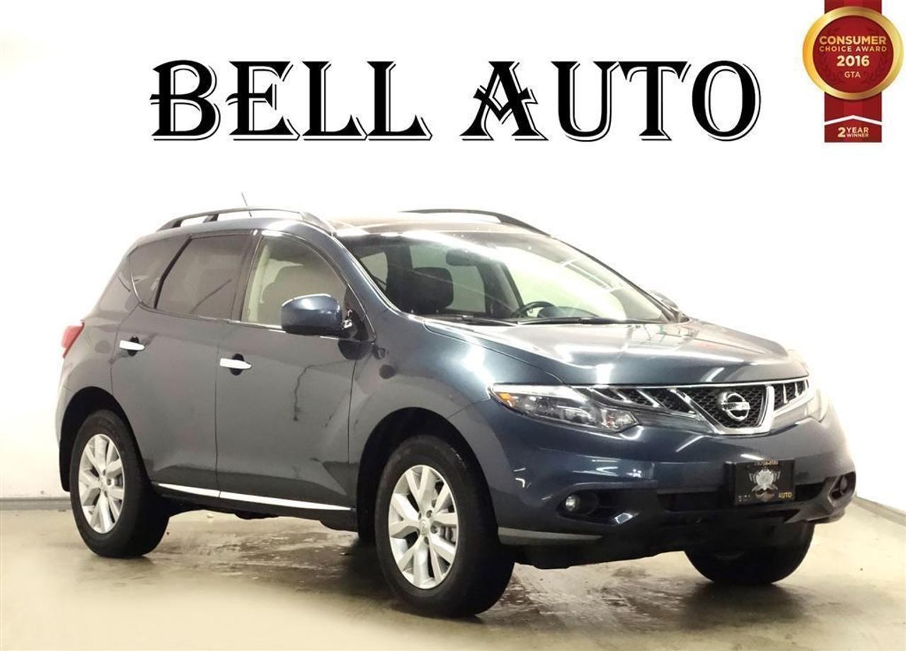 **ONTARIO VEHICLE** GREAT FOR CITY DRIVING THIS NISSAN MURANO WILL HAVE YOUR FAMILY JUMPING FOR JOY WHENEVER YOU HAVE TO GO SOMEWHERE! SLEEK DESIGN AS WELL AS A V-6 ENGINE, THIS VEHICLE WILL HAVE YOU SMILING!  SOME GREAT FEATURES ARE:   LEATHER INTERIOR   PUSH TO START   ALL WHEEL DRIVE   XENON HEADLIGHTS   BACK UP CAMERA   PANORAMIC SUNROOF   AND SO MUCH MORE!   VEHICLE CONDITIONING: This vehicle has been kept in fantastic condition. This car will have you feeling like your driving on a cloud with its amazing performance. Interior is immaculate and holds no odor or stains on either the carpets or headliner, as well the leather seats have no tears in them.   IF YOU WOULD LIKE MORE INFORMATION ON THIS VEHICLE FEEL FREE TO CALL 1- 877- 854- 4872 OR COME TO BELL AUTO TODAY TO VIEW THE CAR!   FINANCE ANY CREDIT! ~ ACCEPT VEHICLE TRADE-INS! ~ COME TODAY FOR YOU NEW VEHICLE!   You will have a pleasant shopping experience that is fun, informative, and never high pressured. Stop by our dealership or give us a call for more information. All vehicles can be Safety Standards Certificate for an additional $399, if no Safety Standards Certificate then as per OMVIC Regulations the vehicle is deemed to be not drivable, no Safety Standards Certificate.   At Bell Auto our number one goal is to provided excellent customer service to all of our customers. We offer the lowest vehicle prices in the market in addition to best financial banks available to provide you with the lowest and most affordable interest rates & monthly payments. In addition we have two certified mechanical and a mechanical shop, detailing and service department in the back of our dealership. Our customer relationship means the most to our company as we have been in business for 16 plus years, with a selection of inventory of over 200 vehicles. Come today to our spacious family environment showroom, or staff is delighted to meet all of you.   Bell Auto is a OMVIC Dealership that has a A+ Rating on the Better Business Bureau, 2 Year winners of the Consumer Choice Awards for the Best Dealership In the G.T.A. and Surrounding Areas, The Readers Choice Award Winners for Detailing, Over All Dealership, Import Dealership and Used Car Dealership.
