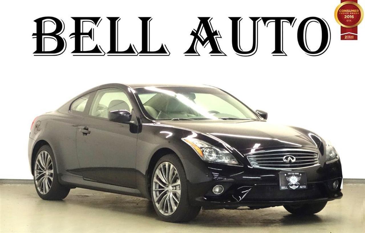 Sensibility and practicality define the 2012 Infiniti G37x! An all capable and supremely stylish package! This vehicle has achieved Certified Pre-Owned status, by passing Infinitis comprehensive certification process. This 2 door, 4 passenger coupe still has fewer than 140,000 kilometers!     Top features include power windows, heated seats, power moon roof, and seat memory. Infiniti made sure to keep road-handling and sportiness at the top of its priority list. A 3.7 liter V-6 engine pairs with a sophisticated 7 speed automatic transmission, and for added security, dynamic Stability Control supplements the drivetrain. All wheel drive provides for safe passage, regardless of road or weather conditions.     Our sales reps are knowledgeable and professional. Theyll work with you to find the right vehicle at a price you can afford. Call now to schedule a test drive. All vehicles can be Certified & E-Tested for an additional $399, if not Certified & E-Test then as per OMVIC Regulations the vehicle is deemed to be not drivable, not e-tested.