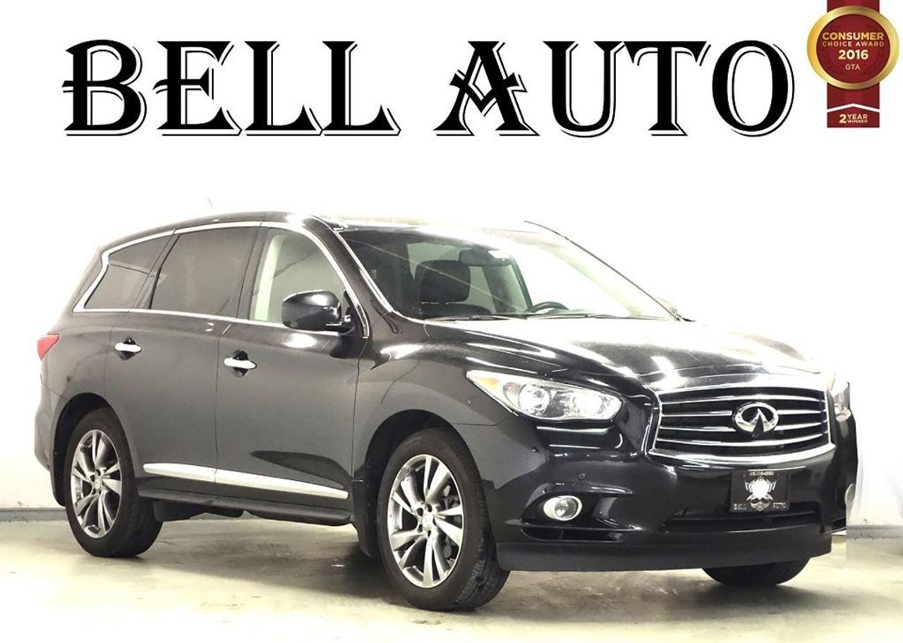 COME CHECK OUR INVENTORY! STEP INTO THIS 7 PASSENGER INFINITI JX35! WITH ITS SLEEK BODY AND V-6 ENGINE YOU DONT WANT TO PASS THIS AMAZING OFFER!  SOME GREAT FEATURES YOU CAN FIND ARE:   -MEMORY SEATS  -VOICE COMMAND/RECOGNITION  -NAVIGATION SYSTEM  AND SO MUCH MORE!   VEHICLE CONDITIONING: This vehicle has been kept in fantastic condition. This car will have you feeling like your driving on a cloud with its amazing performance. Interior is immaculate and holds no odor or stains on either the carpets or headliner, as well the leather seats have no tears in them.   IF YOU WOULD LIKE MORE INFORMATION ON THIS VEHICLE FEEL FREE TO CALL 1- 877- 854- 4872 OR COME TO BELL AUTO TODAY TO VIEW THE CAR! FINANCE ANY CREDIT! ~ ACCEPT VEHICLE TRADE-INS! ~ COME TODAY FOR YOU NEW VEHICLE!  You will have a pleasant shopping experience that is fun, informative, and never high pressured. Stop by our dealership or give us a call for more information. All vehicles can be Safety Standards Certificate for an additional $399, if no Safety Standards Certificate then as per OMVIC Regulations the vehicle is deemed to be not drivable, no Safety Standards Certificate. At Bell Auto our number one goal is to provided excellent customer service to all of our customers.   We offer the lowest vehicle prices in the market in addition to best financial banks available to provide you with the lowest and most affordable interest rates & monthly payments. In addition we have two certified mechanical and a mechanical shop, detailing and service department in the back of our dealership. Our customer relationship means the most to our company as we have been in business for 16 plus years, with a selection of inventory of over 200 vehicles. Come today to our spacious family environment showroom, or staff is delighted to meet all of you.   Bell Auto is a OMVIC Dealership that has a A+ Rating on the Better Business Bureau, 2 Year winners of the Consumer Choice Awards for the Best Dealership In the G.T.A. and Surrounding Areas, The Readers Choice Award Winners for Detailing, Over All Dealership, Import Dealership and Used Car Dealership