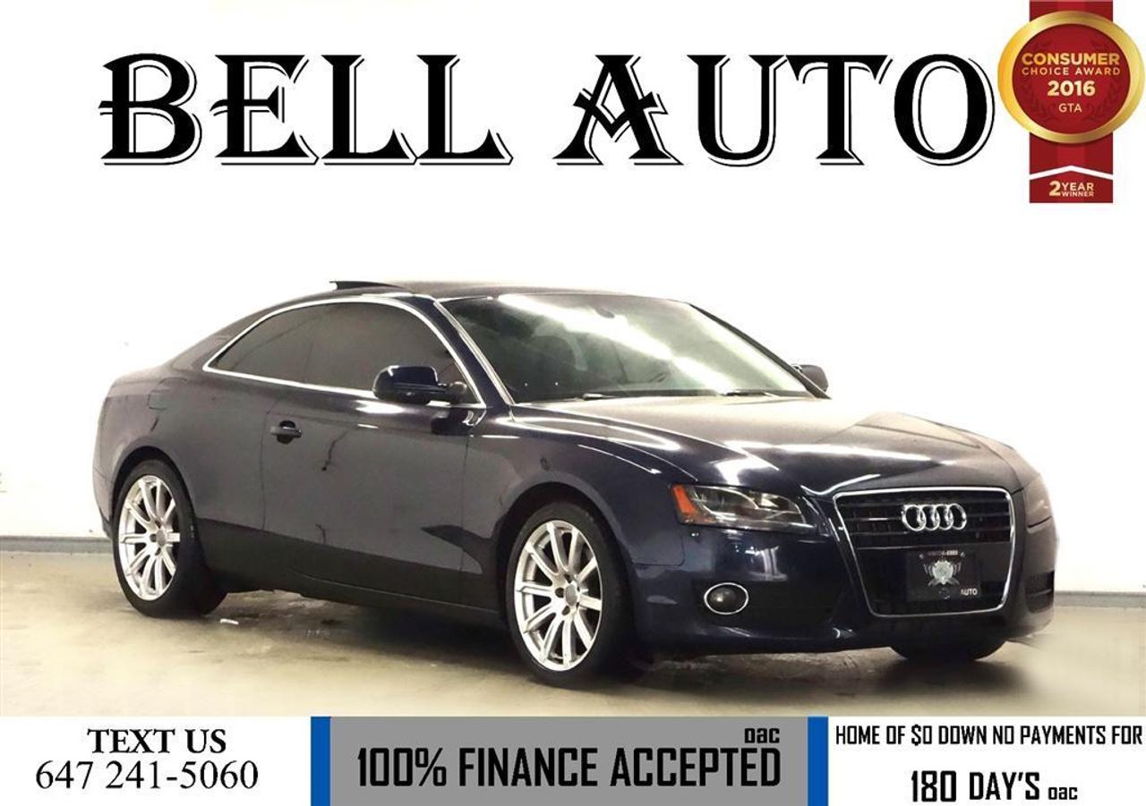 Heres a great deal on a 2010 Audi A5! Rendered with stunning clarity and bold sophistication! This vehicle has achieved Certified Pre-Owned status, by passing Audis comprehensive certification process, including a comprehensive 300-plus-point inspection! This 2 door, 4 passenger coupe has not yet reached the 160,000 kilometer mark!     Audi prioritized practicality, efficiency, and style by including: a power seat, air conditioning, and leather upholstery. Audi made sure to keep road-handling and sportiness at the top of its priority list. Under the hood youll find a 4 cylinder engine with more than 200 horsepower, and for added security, dynamic Stability Control supplements the drivetrain.     We pride ourselves in the quality that we offer on all of our vehicles. Stop by our dealership or give us a call for more information. We have the vehicle youve been searching for at a price you can afford. Stop by our dealership or give us a call for more information. All vehicles can be Certified & E-Tested for an additional $399, if not Certified & E-Test then as per OMVIC Regulations the vehicle is deemed to be not drivable, not e-tested, and not certified.