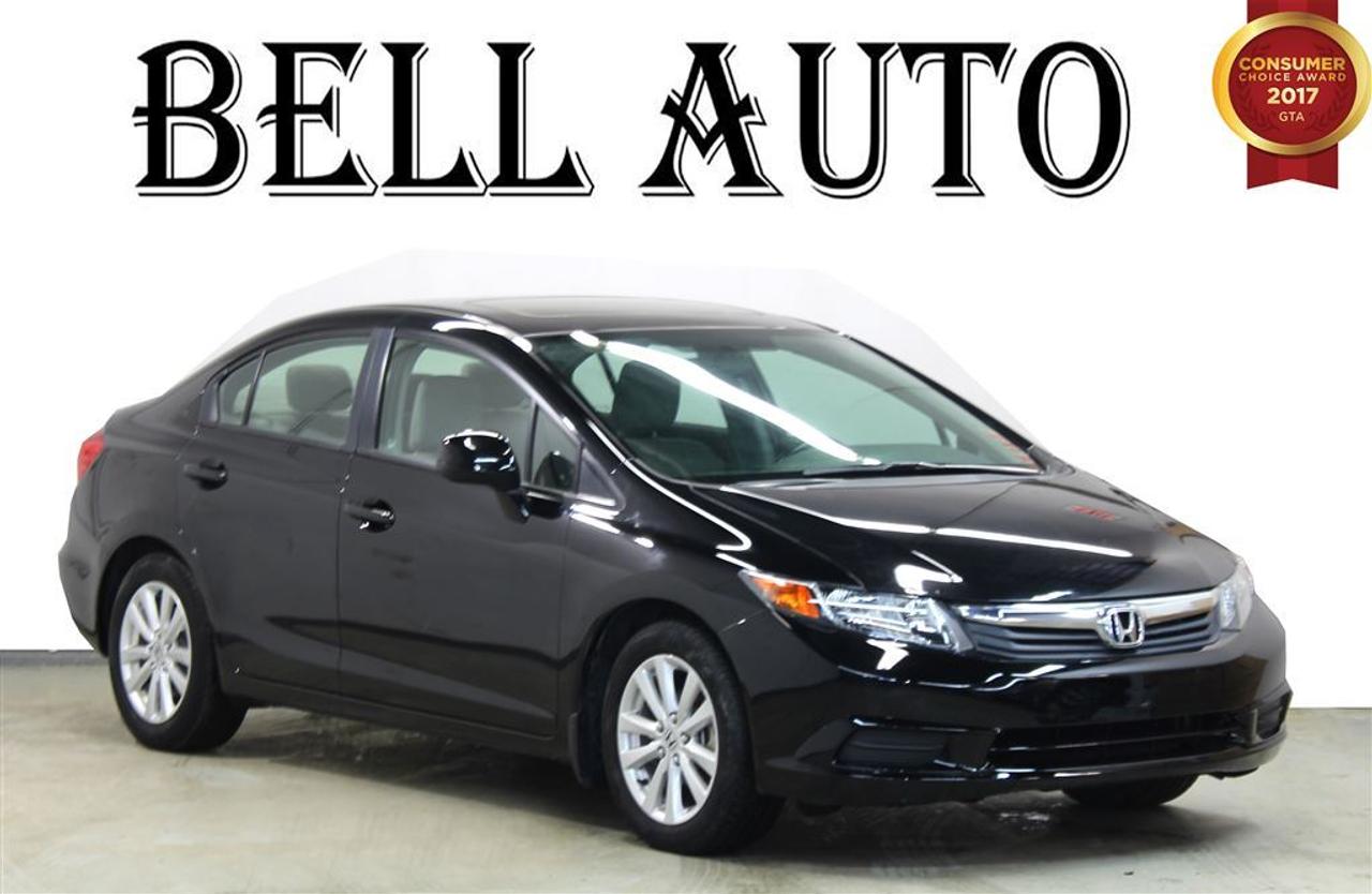 ** NO ACCIDENT VEHICLE**COME IN AND SEE OUR HONDA CIVIC! YOU WILL REGRET PASSING UP THIS AMAZING OFFER! WITH ITS SLEEK BODY DESIGN YOULL BE RIDING AROUND WITH A SMILE ON YOUR FACE!!   MANY FEATURES YOU CAN FIND WITH THIS VEHICLE SUCH AS;   -ECO MODE  -KEYLESS ENTRY  -SUNROOF  AND SO MUCH MORE!  VEHICLE CONDITIONING: This vehicle has been kept in fantastic condition. This car will have you feeling like your driving on a cloud with its amazing performance. Interior is immaculate and holds no odor or stains on either the carpets or headliner, as well the leather seats have no tears in them.   IF YOU WOULD LIKE MORE INFORMATION ON THIS VEHICLE FEEL FREE TO CALL 1- 877- 854- 4872 OR COME TO BELL AUTO TODAY TO VIEW THE CAR! FINANCE ANY CREDIT! ~ ACCEPT VEHICLE TRADE-INS! ~ COME TODAY FOR YOU NEW VEHICLE!   You will have a pleasant shopping experience that is fun, informative, and never high pressured. Stop by our dealership or give us a call for more information. All vehicles can be Safety Standards Certificate for an additional $399, if no Safety Standards Certificate then as per OMVIC Regulations the vehicle is deemed to be not drivable, no Safety Standards Certificate.  At Bell Auto our number one goal is to provided excellent customer service to all of our customers. We offer the lowest vehicle prices in the market in addition to best financial banks available to provide you with the lowest and most affordable interest rates & monthly payments. In addition we have two certified mechanical and a mechanical shop, detailing and service department in the back of our dealership. Our customer relationship means the most to our company as we have been in business for 16 plus years, with a selection of inventory of over 200 vehicles. Come today to our spacious family environment showroom, or staff is delighted to meet all of you.  Bell Auto is a OMVIC Dealership that has a A+ Rating on the Better Business Bureau, 2 Year winners of the Consumer Choice Awards for the Best Dealership In the G.T.A. and Surrounding Areas, The Readers Choice Award Winners for Detailing, Over All Dealership, Import Dealership and Used Car Dealership.