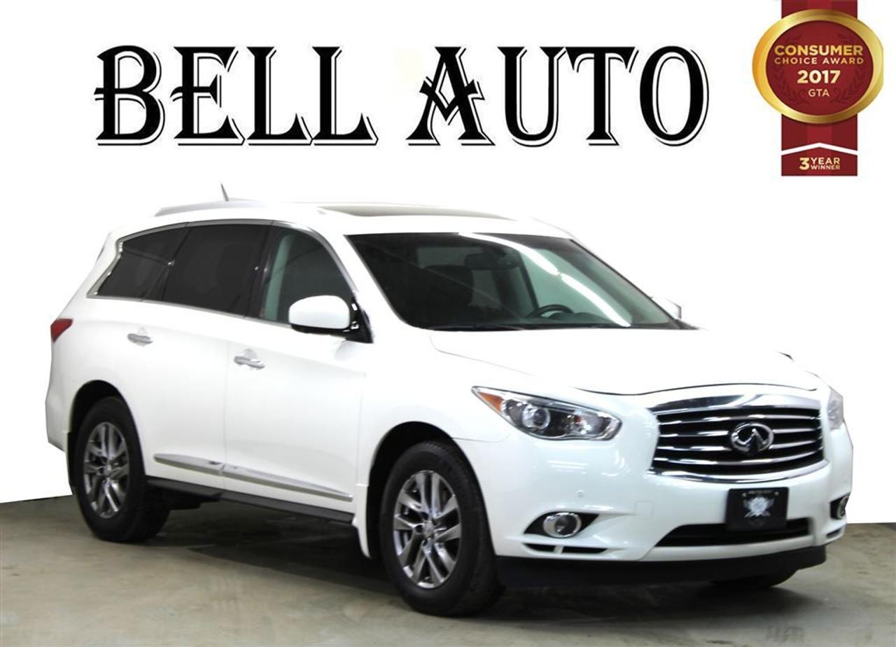 Here it is! Hurry and take advantage now!  Familiarize yourself with the 2013 INFINITI JX35! A great vehicle and a great value! This vehicle has achieved Certified Pre-Owned status, by passing INFINITIs comprehensive certification process. INFINITI prioritized practicality, efficiency, and style by including: power front seats, a roof rack, and remote keyless entry. It features an automatic transmission, all-wheel drive, and a 3.5 liter 6 cylinder engine. Our sales staff will help you find the vehicle that youve been searching for. Wed be happy to answer any questions that you may have. Stop in and take a test drive! All vehicles can be Safety Standards Certificate for an additional $399, if no Safety Standards Certificate then as per OMVIC Regulations the vehicle is deemed to be not drivable, no Safety Standards Certificate