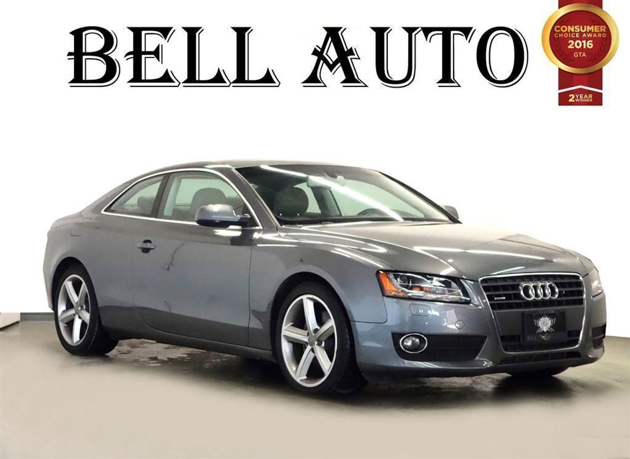 RELIABLE AND POWERFULL, THIS AUDI A5 DOESNT MAKE YOU PICK BETWEEN THE TWO. LUXURY AND PERFORMANCE IS WHAT MAKES THIS VEHICLE A TRUE AUDI!   SOME FEATURES INCLUDE:   AIR CONDITIONING   SUNROOF   AND SO MUCH MORE!   IF YOU WOULD LIKE MORE INFORMATION ON THIS VEHICLE FEEL FREE TO CALL 1- 877- 854- 4872 OR COME TO BELL AUTO TODAY TO VIEW THE CAR!     THE CONDITION:This car has been kept in great condition and is damage free. The body is very well maintained and does not have a spot of rust on it. The seats are clean and have no rips or stains on them as well as the interior carpets and headliner have no lingering odor. This car is in great standing and will have you smiling every time you drive it.   WE FINANCE ANY CREDIT! ~ ACCEPT VEHICLE TRADE-INS! ~ COME TODAY FOR YOU NEW VEHICLE!     You will have a pleasant shopping experience that is fun, informative, and never high pressured. Stop by our dealership or give us a call for more information. All vehicles can be Safety Standards Certificate for an additional $399, if no Safety Standards Certificate then as per OMVIC Regulations the vehicle is deemed to be not drivable, no Safety Standards Certificate.     At Bell Auto our number one goal is to provided excellent customer service to all of our customers. We offer the lowest vehicle prices in the market in addition to best financial banks available to provide you with the lowest and most affordable interest rates & monthly payments. In addition we have two certified mechanical and a mechanical shop, detailing and service department in the back of our dealership. Our customer relationship means the most to our company as we have been in business for 16 plus years, with a selection of inventory of over 200 vehicles. Come today to our spacious family environment showroom, our staff is delighted to meet all of you.     Bell Auto is a OMVIC Dealership that has a A+ Rating on the Better Business Bureau, 2 Year winners of the Consumer Choice Awards for the Best Dealership In the G.T.A. and Surrounding Areas, The Readers Choice Award Winners for Detailing, Over All Dealership, Import Dealership and Used Car Dealership.
