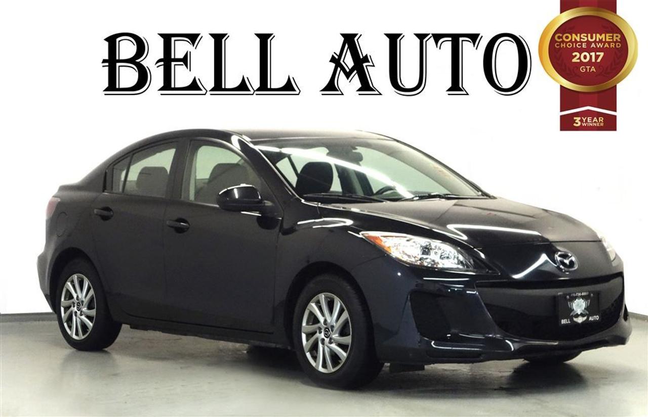 Step into the 2012 Mazda MAZDA3! Generously equipped and boasting stylish interior comfort, this vehicle challenges all competitors, regardless of price and class! This vehicle has achieved Certified Pre-Owned status, by passing a comprehensive certification process, including a rigorous 150 point inspection! All of the premium features expected of a Mazda are offered, including: a leather steering wheel, rain sensing wipers, and power windows. It features an automatic transmission, front-wheel drive, and a 2 liter 4 cylinder engine. We pride ourselves on providing excellent customer service. Stop by our dealership or give us a call for more information.All vehicles can be Safety Standards Certificate for an additional $399, if no Safety Standards Certificate then as per OMVIC Regulations the vehicle is deemed to be not drivable, no Safety Standards Certificate