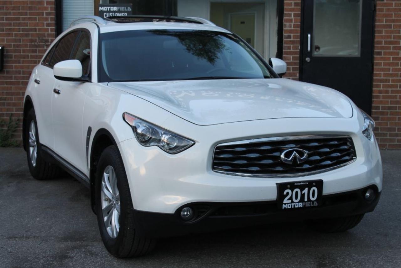 GORGEOUS FX35 SUV CROSSOVER WITH SUPER LOW KMS! ONLY 88,000 KM ON THIS LOCAL ONTARIO VEHICLE! PEARL WHITE EXTERIOR ON BLACK LEATHER INTERIOR! LOADED SPORT PREMIUM PACKAGE WITH KEYLESS ENTRY, REAR VIEW CAMERA, HEATED AND VENTILATED SEATS, BACKUP SENSORS, BLUETOOTH CONNECTIVITY, UPGRADED SPORT WHEELS, DUAL ZONE CLIMATE CONTROL PLUS REAR CLIMATE CONTROL, FOG LIGHTS, AUX, USB, CD/RADIO AM FM, PLUS SO MUCH MORE! THIS VEHICLE IS CARPROOF VERIFIED - CLEAN TITLE - NO ACCIDENTS! COMES CERTIFIED, E-TESTED, AND ALSO COMES WITH A COMPLIMENTARY 36 MONTH POWERTRAIN WARRANTY INCLUDED IN THE PRICE! FINANCING AVAILABLE - OAC! *NO HIDDEN FEES* YOU JUST PAY PRICE PLUS TAX! 

UCDA Member - Buy With Confidence! 

Our Price Includes: 

1.Ontario Safety Standard Certificate. 
2.Vehicle Emission Test. 
3.Administration Fee. 
4.CARPROOF Vehicle History Report. . 
5.*36 Month Powertrain - Engine Transmission - Warranty.* 

Taxes and licensing are not included in the price. 

We accept all types of credit cards. 

We are open 7 days a week! 

Motorfield 
475 Kennedy Rd 
Toronto, ON M1K 2A9 
Office: 1 (800) 270 3065 
Direct: (416) 270 3012 
Email: sales@motorfield.ca
Web: motorfield.ca