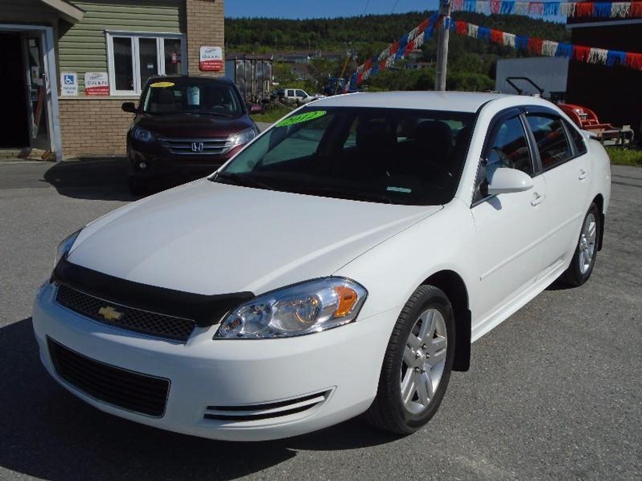 LOCATED AT
<a href=http://http://www.fairwayhonda.com rel=external>Fairway Honda</a>
30 Confederation Drive
Corner Brook  A2H-6T2
(709) 634-8881
1 (877) 373-5681

YOU WONT FIND A MUCH NICER RIDING CAR THAN THIS 2012 CHEV IMPALA IN LIKE NEW CONDITION INSIDE AND OUT WITH JUST 56,000 KMS!! LOADED WITH LOTS OF FEATURES SUCH AS AIR CONDITIONING, ALLOY WHEELS, POWERFUL V6 ENGINE, CRUISE CONTROL, POWER WINDOWS, LOCKS & SO MUCH MORE. THESE GREAT CARS DONT BECOME AVAILABLE THAT OFTEN IN THIS CONDITION. CALL TODAY OR DROP BY 341 OCONNELL DRIVE FOR A TEST DRIVE TODAY.

Warranty is Available.
