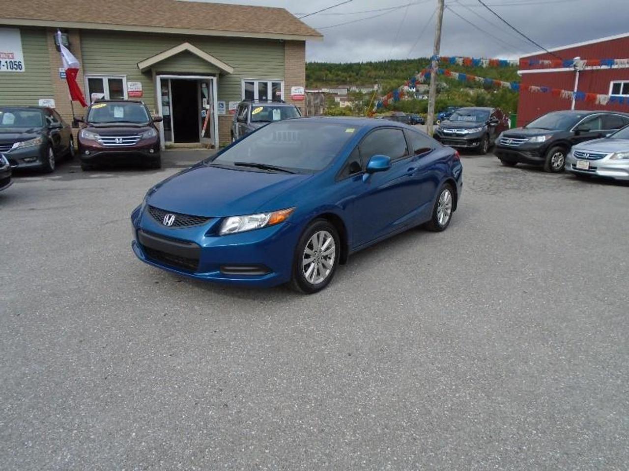 LOCATED AT
<a href=http://http://www.fairwayhonda.com rel=external>Fairway Honda</a>
30 Confederation Drive
Corner Brook  A2H-6T2
(709) 634-8881
1 (877) 373-5681

SPORTY 2012 HONDA CIVIC COUPE IN THE EX TRIM - POWER SUNROOF, ALLOY WHEELS, AUTOMATIC TRANSMISSION, POWER WINDOWS, LOCKS & MIRRORS, CRUISE CONTROL, AIR CONDITIONING, CD AUDIO W/MP3 AND MORE!!

Warranty is Available.