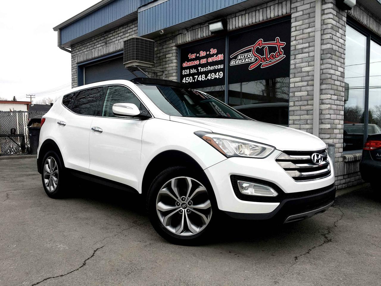 <a href=https://www.autoaubaine.com/Hyundai-Santa Fe-c7022347.html>https://www.autoaubaine.com/Hyundai-Santa Fe-c7022347.html</a>

2013 HYUNDAI SANTA FE 2.0T LIMITED SPORT AWD EN SUPERBE CONDITION MECANIQUE ET ESTHETIQUE!!!! JAMAIS ACCIDENTE, 1 SEUL PROPRIETAIRE, RAPPORT CARPROOF EN MAIN, BLANC/NOIR, SYSTEME DE NAVIGATION, CAMERAS DE RECULE, VOLANT CHAUFFANT, INTERIEUR CUIR, SIEGES CHAUFFANTS OU CLIMATISE, TOIT OUVRANT PANORAMIQUE, BLANC/NOIR, 110036KM, TRANSMISSION AUTOMATIQUE, AIR CLIMATISE BI-ZONE, TECHNOLOGIE BLUETOOTH, AILERON, VITRES TEINTEES, SENSOR PARK ASSIST SONAR ET PLUS...A  VOIR!!!!! GARANTIE ET INSPECTION INCLUSES, POSSIBILITE DAJOUTER UNE GARANTIE PROLONGEE DE 5 ANS OU 200000KM ,FINANCEMENT BANCAIRE MAISON 1E 2E 3E CHANCE DE CREDIT DISPONIBLE, AUCUN CAS DE CREDIT REFUSE,  www.autoeleganceselect.ca ou www.autoeleganceselect.com , 
autoeleganceselect@hotmail.com , bureau 
:(450)748-4949, Sans frais :1-(877)302-1684,  cell :(514)573-7344 , fax 
:(450)748-1213 au 828 Boul Taschereau 
longueuil Québec J4K 5B6