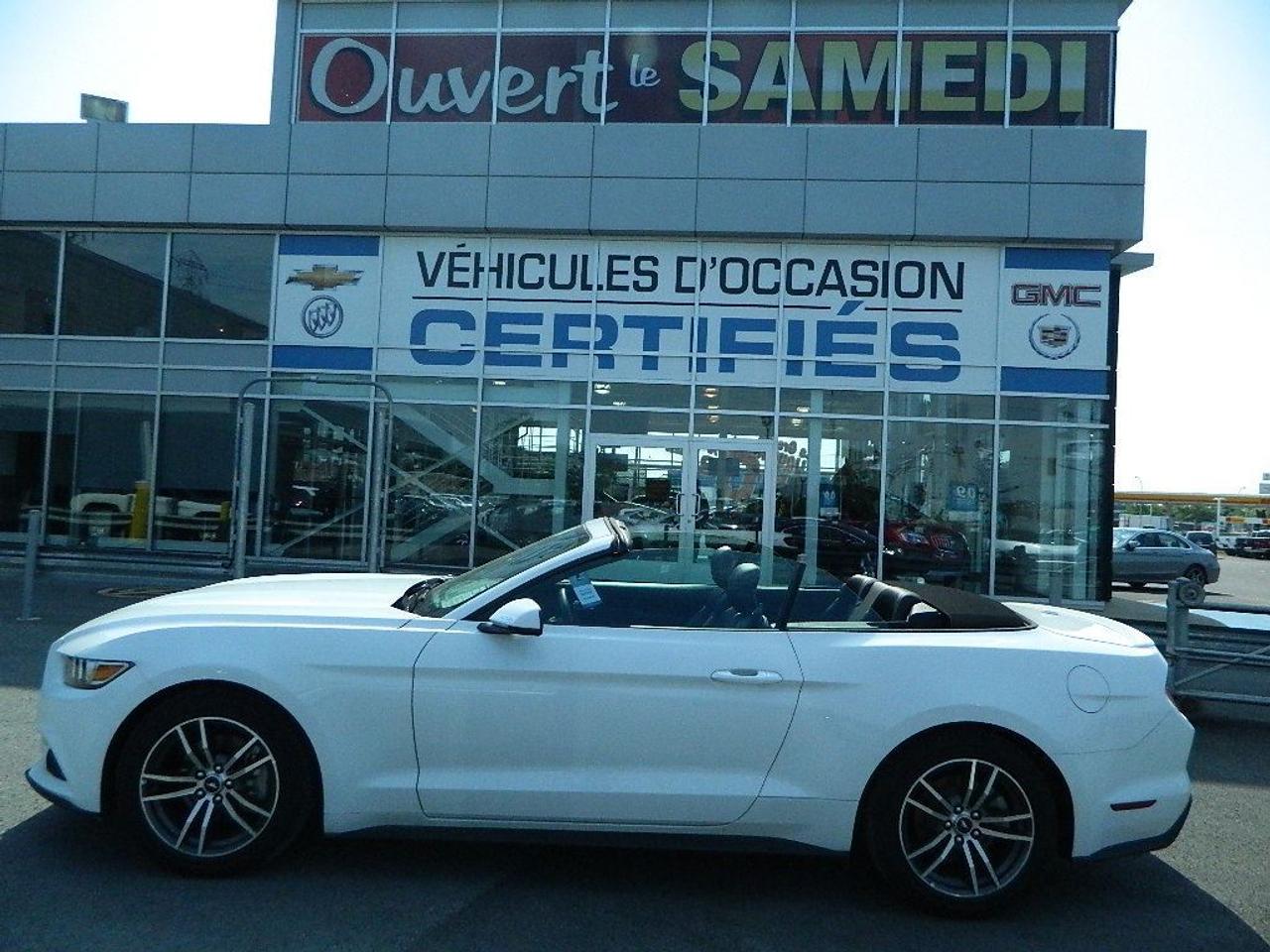 <a href=https://www.hamelchevrolet.ca/occasion/Ford-Mustang-2015.html>https://www.hamelchevrolet.ca/occasion/Ford-Mustang-2015.html</a>

Ford Mustang Convertible 2.3 Ecoboost 2015 avec un bas kilométrage. Ensemble Premium de série chez Ford comprends le Cuir, sièges chauffants et refroidissants, caméra de recul, sièges électriques et bien plus ! Chez Hamel Chevrolet, nous vous proposons le meilleur prix avec des voitures doccasion de qualité inspecté certifié. Venez nous visiter au 9455 Boulevard Lacordaire à Montréal dans nos installations modernes. Financement Facile, 1re 2e 3e chance au crédit.