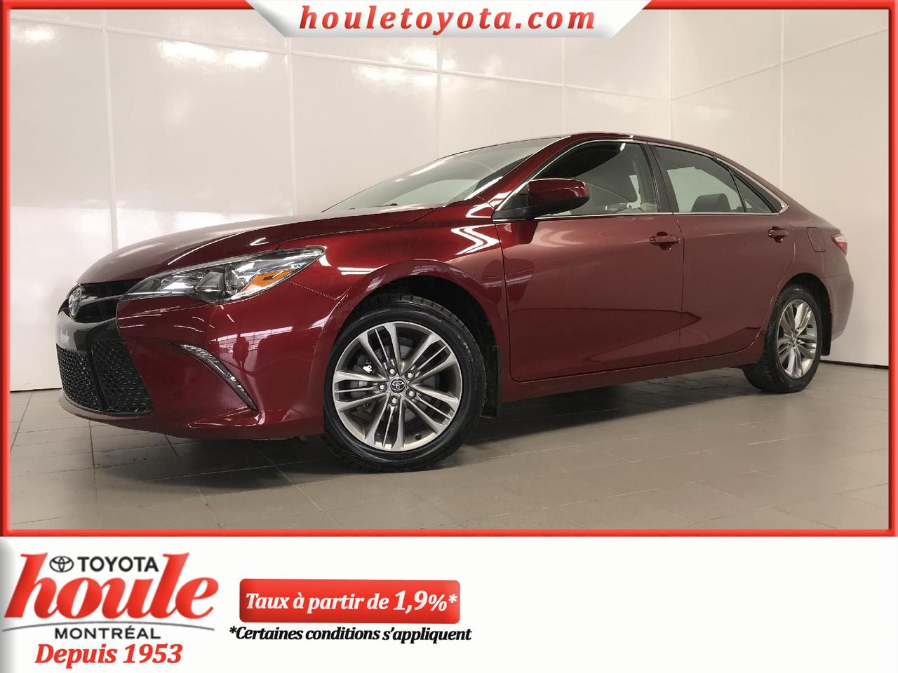 <a href=https://www.houletoyota.com/occasion/Toyota-Camry-2015.html>https://www.houletoyota.com/occasion/Toyota-Camry-2015.html</a>

Moteur 4 cylindres 2.5L
Transmission automatique 6 vitesses 

Équipée de freins ABS, régulateur de vitesse, écran tactile de 6,1 po, Bluetooth intégré, reconnaissance vocale, commandes audio et commande de changement de vitesse au volant, caméra de recul, prise auxiliaire, port USB, lecteur CD et MP3, 6 haut-parleurs, les portes électriques, vitres électriques avec auto-montée/ auto-descente à lavant, rétroviseurs électriques et chauffants, intérieur en tissus sport, air climatisé. 

Cette Camry 2015 est en très bonne condition. Le rapport Carproof ne démontre aucun accident et elle a eu quun seul propriétaire. De plus, elle a toujours été entretenue au concessionnaire Toyota dorigine. Avec seulement 38,170 km au compteur, cette Camry SE est toujours garantie par le fabriquant. Nous avons fait linspection certifiée et lentretien complet. Cette Camry est la voiture quil vous faut si vous aimez la fiabilité, le confort et la technologie.


*Taxes en sus. Véhicule inspecté en 160 points selon les normes de Toyota Canada. Spécialiste en 1ère, 2e et 3e chance au crédit directement sur place. Approbation simple et rapide. Carproof fourni pour chaque véhicule. Houle Toyota, la transparence garantie. Nous sommes situés à proximité de Montréal, Laval, Rive-Nord, Rive-Sud, lEstrie et les Laurentides.

Nous vendons des véhicules de toutes les marques. Disponible en inventaire : berline, hatchback, V.U.S, tout-terrain, camion, pickup, S.U.V, AWD, 4x4, etc.
