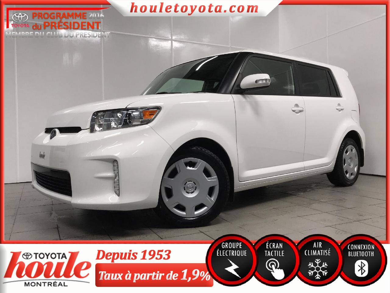 <a href=https://www.houletoyota.com/occasion/Scion-xB-2014.html>https://www.houletoyota.com/occasion/Scion-xB-2014.html</a>

Moteur 4 cylindres 2.4L
Transmission automatique à 4 vitesses

Équipée de freins ABS, système daccueil sans clé, régulateur de vitesse, écran multifonctions, compatibilité Bluetooth, commandes multifonctions intégrées au volant, lecteur CD/MP3, prise auxiliaire, port USB, 6 haut-parleurs, correcteur automatique du niveau sonore (ASL), compatible avec la radio satellite (trousse accessoire requise), vitres et portes électriques, rétroviseurs électriques, chauffants, repliables avec clignotant intégré, air climatisé, sièges recouverts de tissus de première qualité et démarreur à distance.

Cette xB Scion 2014 est en très bonne condition, avec seulement 69,899 km au compteur, celle-ci est toujours garantie par le fabriquant. Linspection certifiée et lentretien complet ont été effectués sur la voiture. Cette xB est un multi segment compact dans lequel on peut loger beaucoup de bagages. Ce véhicule est fiable, confortable et abordable. Il pourrait être à vous aujourdhui et pour plusieurs années à venir.


*Taxes en sus. Véhicule inspecté en 160 points selon les normes de Toyota Canada. Spécialiste en 1ère, 2e et 3e chance au crédit directement sur place. Approbation simple et rapide. Carproof fourni pour chaque véhicule. Houle Toyota, la transparence garantie. Nous sommes situés à proximité de Montréal, Laval, Rive-Nord, Rive-Sud, lEstrie et les Laurentides.

Nous vendons des véhicules de toutes les marques. Disponible en inventaire : berline, hatchback, V.U.S, tout-terrain, camion, pickup, S.U.V, AWD, 4x4, etc.