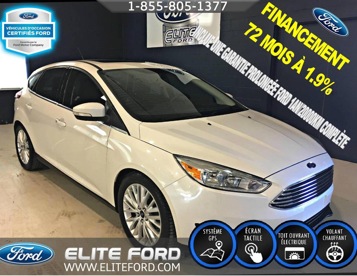 <a href=https://www.eliteford.com/occasion/Ford-Focus-2016.html>https://www.eliteford.com/occasion/Ford-Focus-2016.html</a>

*FINANCEMENT À PARTIR DE 1.9%*, PROGRAMME VÉHICULE DOCCASION CERTIFIÉ DISPONIBLE.   SUPERBE FORD FOCUS TITANIUM 2016, HATCHBACK, MOTEUR 2.0L, TRANSMISSION AUTOMATIQUE À 6 VITESSES, MAGS DE 17 POUCES, RADAR ET CAMÉRA DE RECUL, GROUPE ÉLECTRIQUE, SIÈGE À RÉGLAGE ÉLECTRIQUE, MIROIRS CHAUFFANTS, RÉGULATEUR DE VITESSE, BLUETOOTH SYNC, CLIMATISATION INDÉPENDANTE, SIÈGES EN CUIR CHAUFFANTS, VOLANT CHAUFFANTS, SYSTÈME AUDIO SONY, ÉCRAN TACTILE MY FORD TOUCH AVEC SYSTÈME DE NAVIGATION À COMMANDE VOCALE, TOIT OUVRANT, VÉHICULE IMPECCABLE ÉLITE FORD DISPOSE DUN VASTE GAMME DE VOITURES, DE CAMIONS ET DE VUS DOCCASION, NOUS COMPTONS PLUS DE 70 VÉHICULES À NOTRE INVENTAIRE. LIVRAISON RAPIDE, FINANCEMENT DISPONIBLE, NOTRE CONCESSION EST FACILE DACCÈS POUR LES GENS DE SAINT-JÉROME, SAINTE-AGATHE, LACHUTE, BLANVILLE, SAINTE-THÉRÈSE ET LAVAL. ÉLITE FORD VOUS GARANTIE UN SERVICE ADAPTÉ À VOS BESOINS ET DES REPRÉSENTANTS SANS PRESSION. TOUT NOS VÉHICULE ON ÉTÉ INSPECTÉ ET SONT VENDUS AVEC UNE GARANTIE DU MANUFACTURIER ET UNE PROLONGATION EST TOUJOURS DISPONIBLE. NOUS VOUS GARANTISSONS LE MEILLEUR PRIX POUR VOTRE VÉHICULE DÉCHANGE.   * Certaines conditions sappliquent détail en succursale.