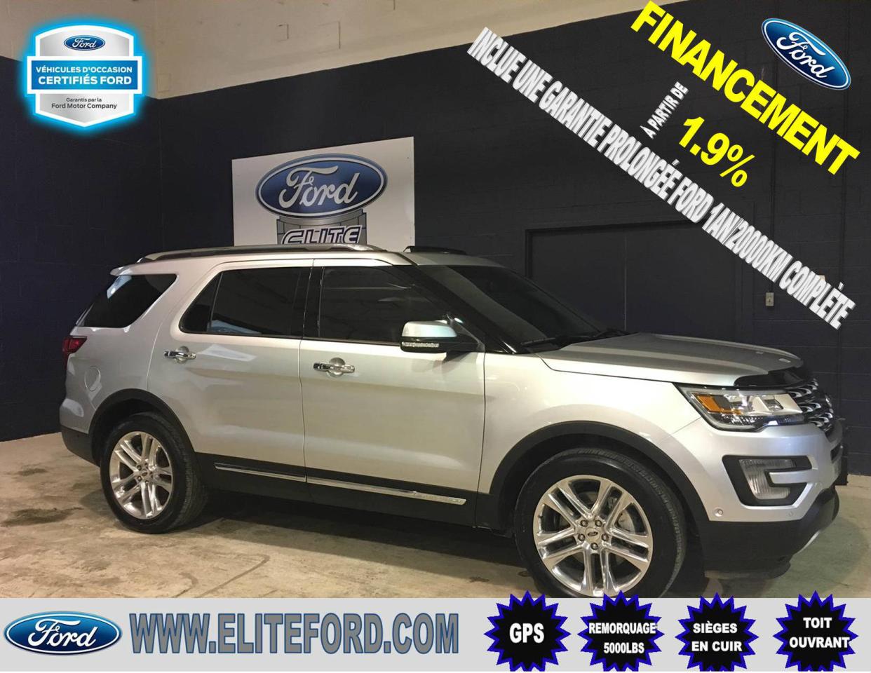 Used 2017 Ford Explorer LIMITED, CUIR, TOIT, GPS for sale in St-Jérôme, QC