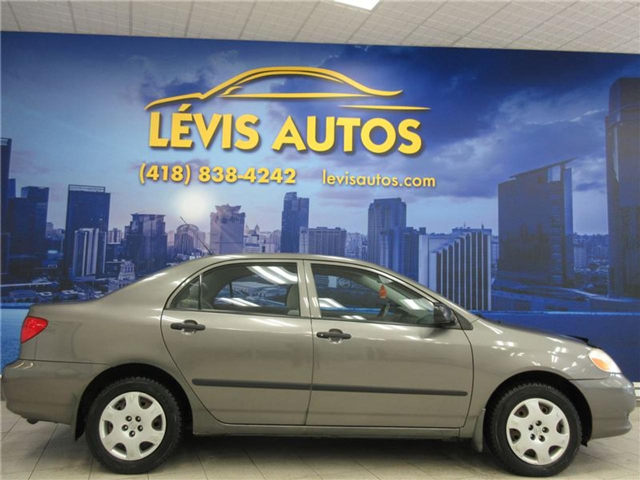 <a href=https://www.autoaubaine.com/Toyota-Corolla-c7025496.html>https://www.autoaubaine.com/Toyota-Corolla-c7025496.html</a>

TOYOTA COROLLA CE 2003 AVEC 202000 KM CERTIFIÉ ET NAYANT JAMAIS ÉTÉ ACCIDENTÉ (RAPPORT CARPROOF DISPONIBLE) MOTEUR 1.8 LITRES TRÈS FIABLE, ÉCONOMIQUE ET DEXCELLENTE RÉPUTATION, TRANSMISSION À 5 VITESSES MANUELLE, ROUE 15 POUCES SUR PNEUS DÉTÉ, DÉMARREUR À DISTANCE, SYSTÈME ANTIVOL, LECTEUR CD MP3, VOLANT AJUSTABLE ET TÉLESCOPIQUE, RPM, FREIN ABS, TÉLÉ-VÉRROUILLAGE. VÉHICULE TRÈS PROPRE À VOIR ABSOLUMENT!! TAUX DE FINANCEMENT À PARTIR DE SEULEMENT 4.69%. POUR PLUS DINFOS CELL:418-554-7565/418-838-4242. NOUS SOMMES SITUÉ AU 4585 BOULEVARD GUILLAUME-COUTURE LÉVIS G6W-6M6.LE PLUS GRAND CHOIX DE VÉHICULES USAGÉS À LÉVIS. AU PLAISIR DE VOUS SERVIR! VISITEZ NOTRE SITE INTERNET WWW.LEVISAUTOS.COM